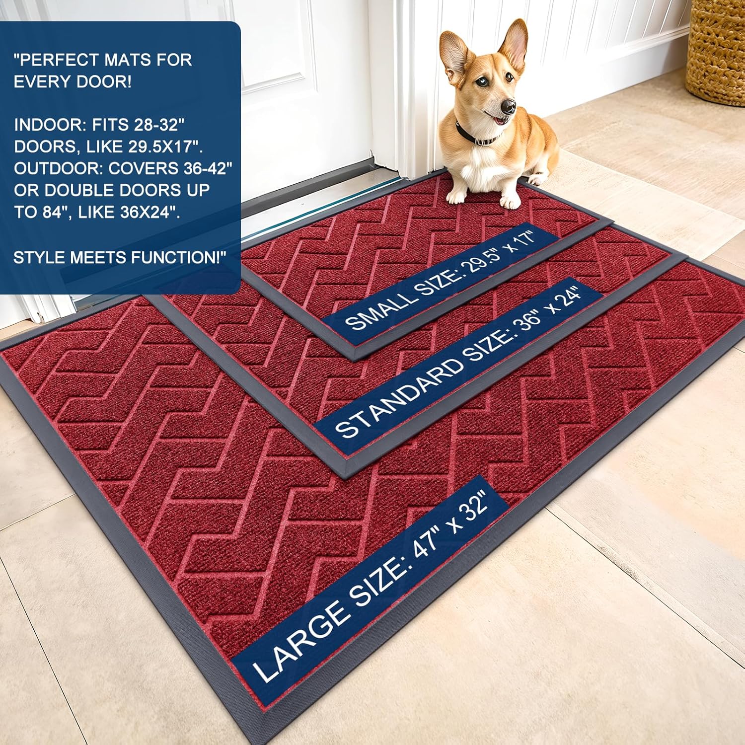 OLANLY Front Door Mat Indoor Outdoor Entrance, Waterproof All-Season, All-Weather Doormat, Sturdy