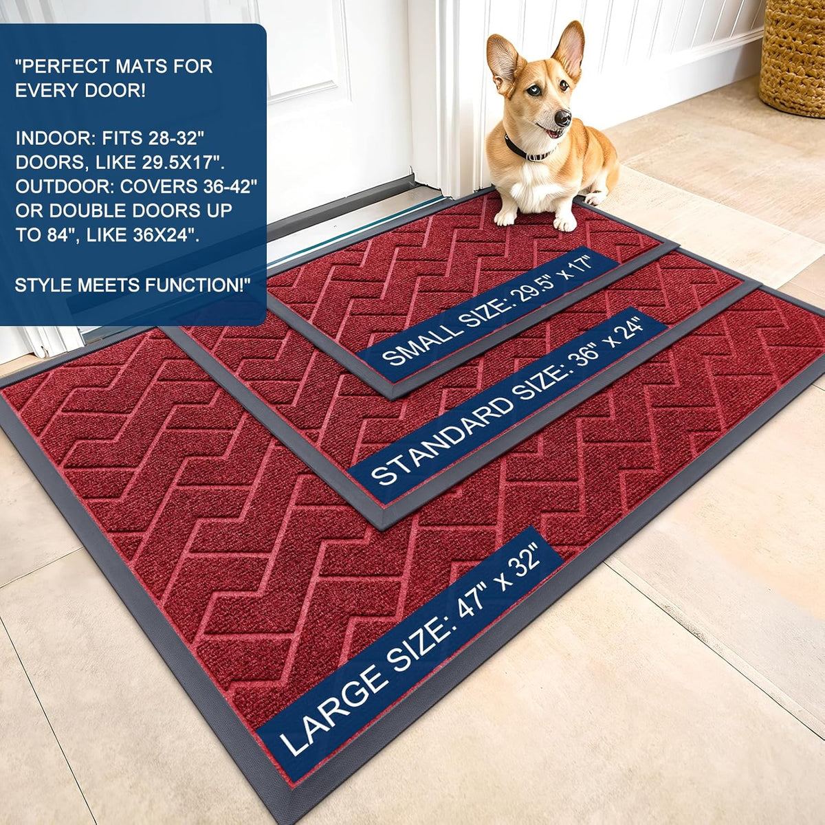 OLANLY Front Door Mat Indoor Outdoor Entrance, Waterproof All-Season, All-Weather Doormat, Sturdy