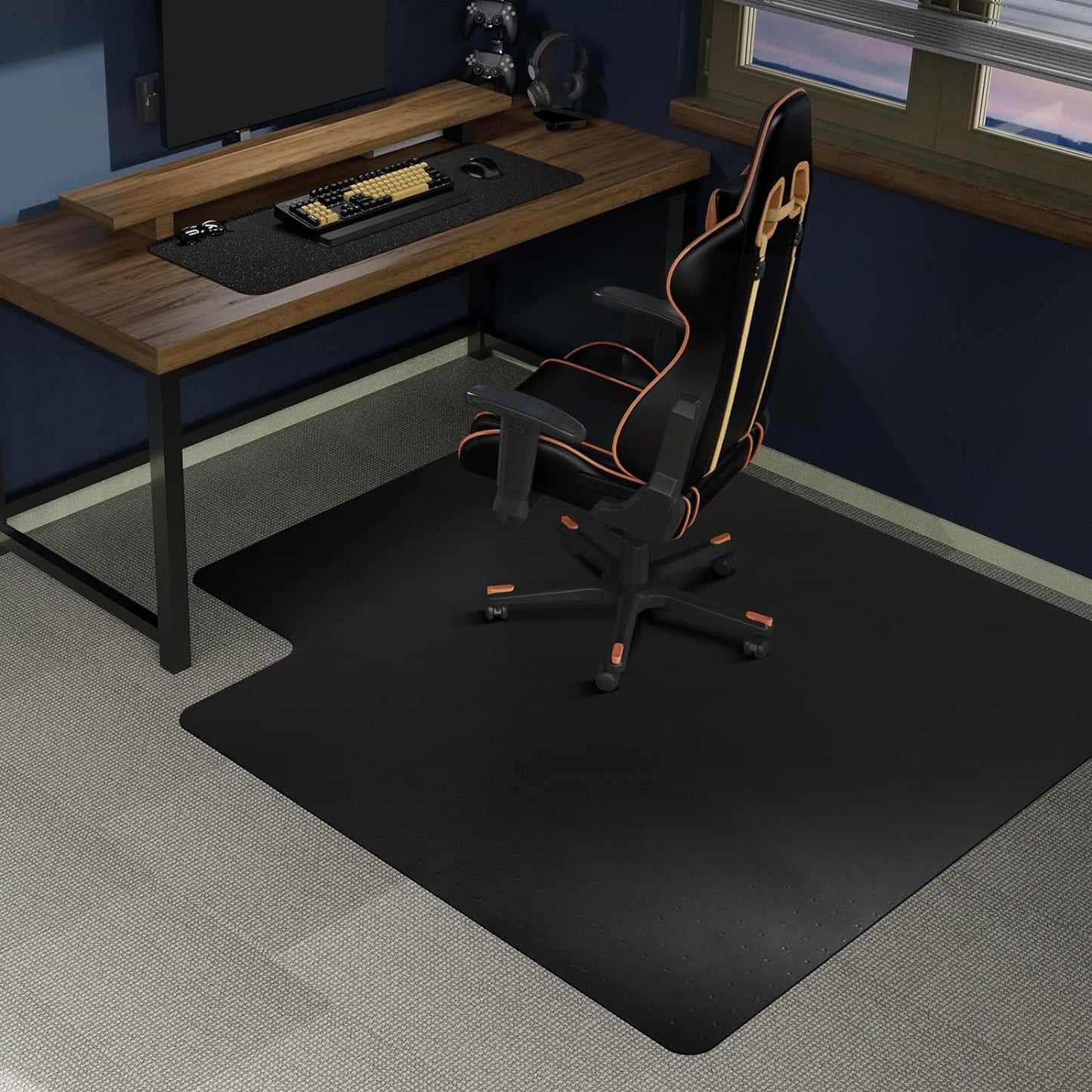 SALLOUS Office Chair Mat for Carpet, 48in x 36in Heavy Duty, Gaming Chair Mat with Grips, Rolling