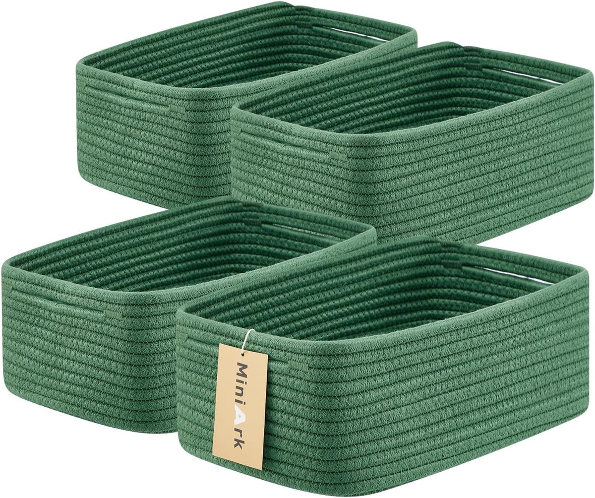 Small Storage Baskets for Organizing | Closet Organizer Bins | Shelf Toy Basket | Woven Rope