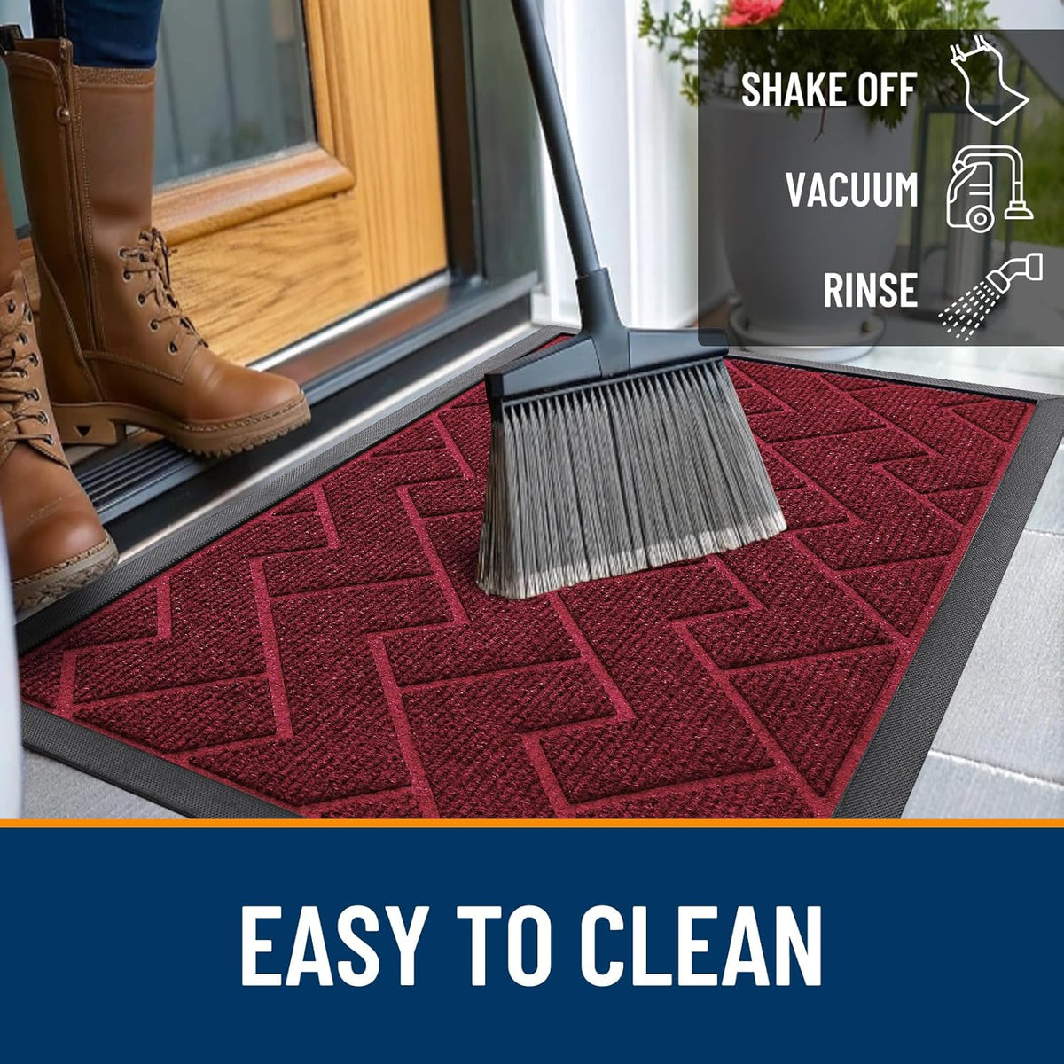 OLANLY Front Door Mat Indoor Outdoor Entrance, Waterproof All-Season, All-Weather Doormat, Sturdy