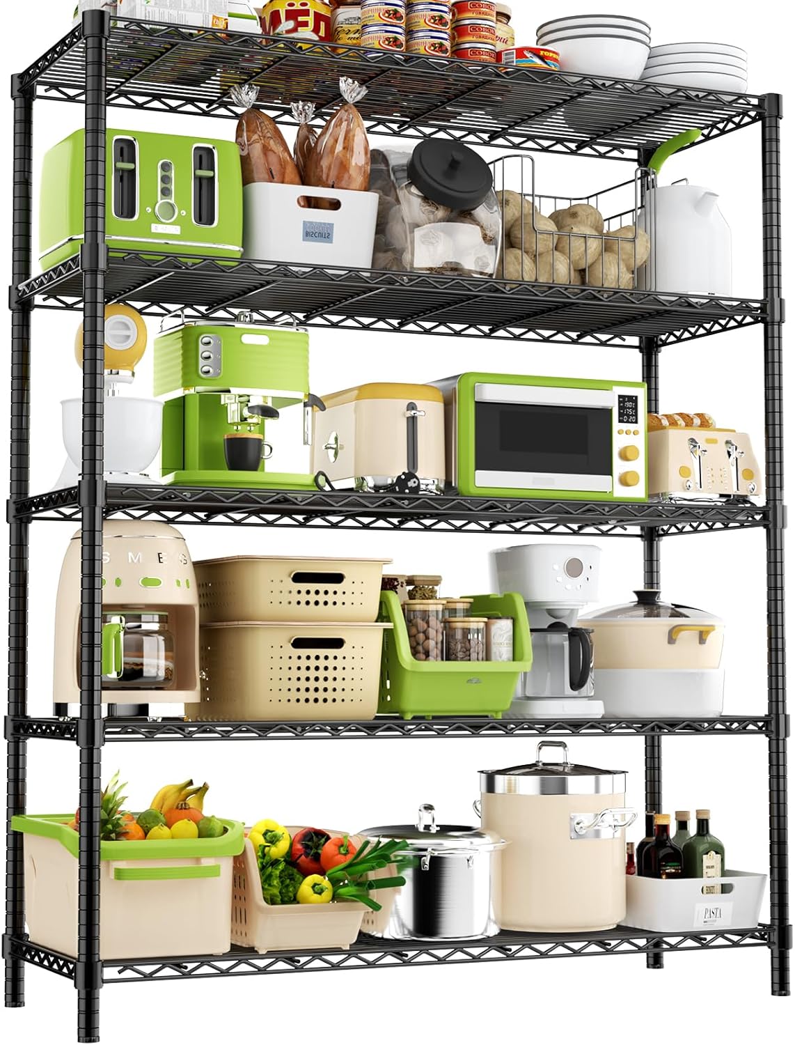 Storage Shelves, 48" L x 20" W x 72" H Heavy Duty Garage Wire Shelving Unit Loads 2000LBS, 5-Tier