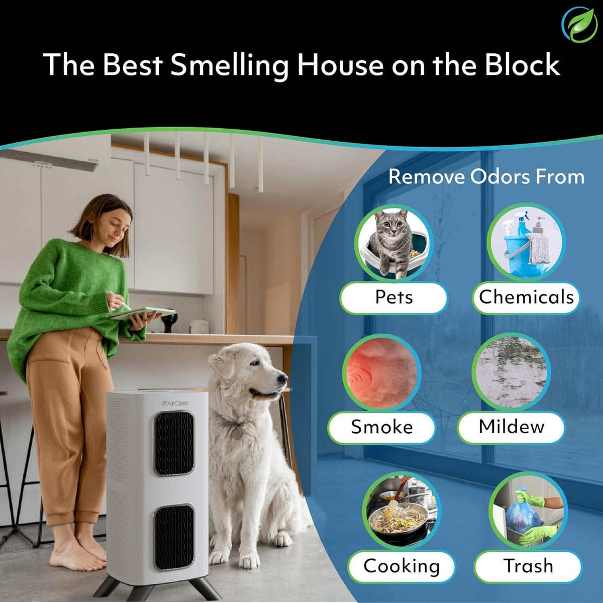 Air Oasis iAdaptAir 2.0 H13 HEPA Filter Air Purifier Reduces 99% of Viruses, Mold, Dust, Smoke