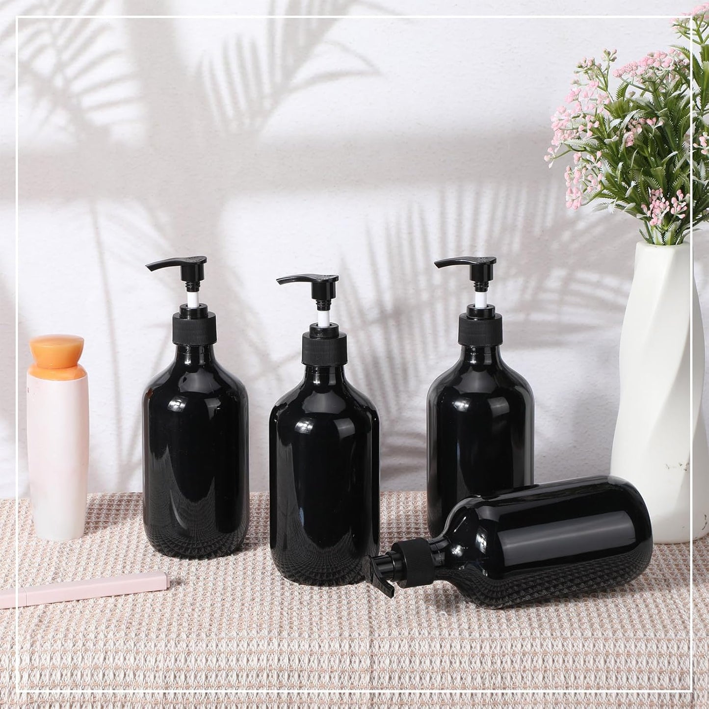 Tessco for you 12 Pack Black Soap Dispenser Empty Plastic Pump Bottles Dispenser Refillable Shampoo