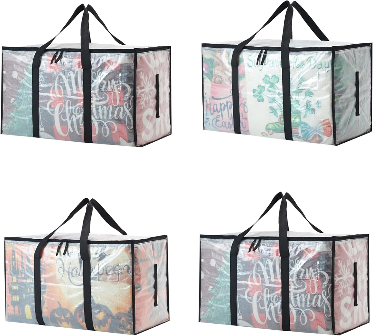 Heavy Duty 93L (24.5 Gallon) Stackable Storage Bins with Fully Openable Lids, Moving Bags Heavy