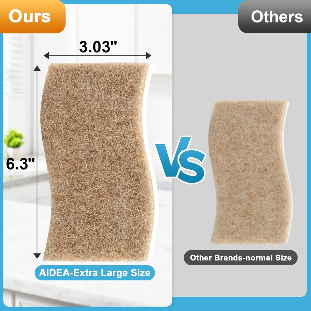 AIDEA XL Sponges Kitchen, 12Count, Non-Scratch Scrub Sponge, Large Natural Sponge for Non Stick