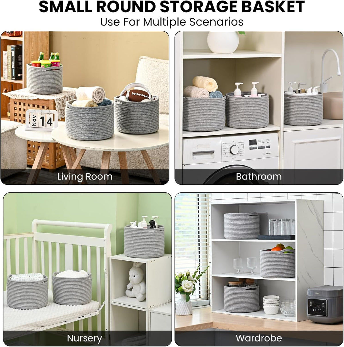 Small Storage Baskets for Organizing, Organizer Baskets for Shelves, Small Woven Basket for