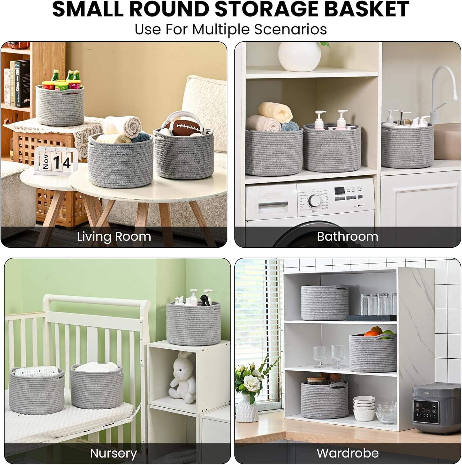 Small Storage Baskets for Organizing, Organizer Baskets for Shelves, Small Woven Basket for