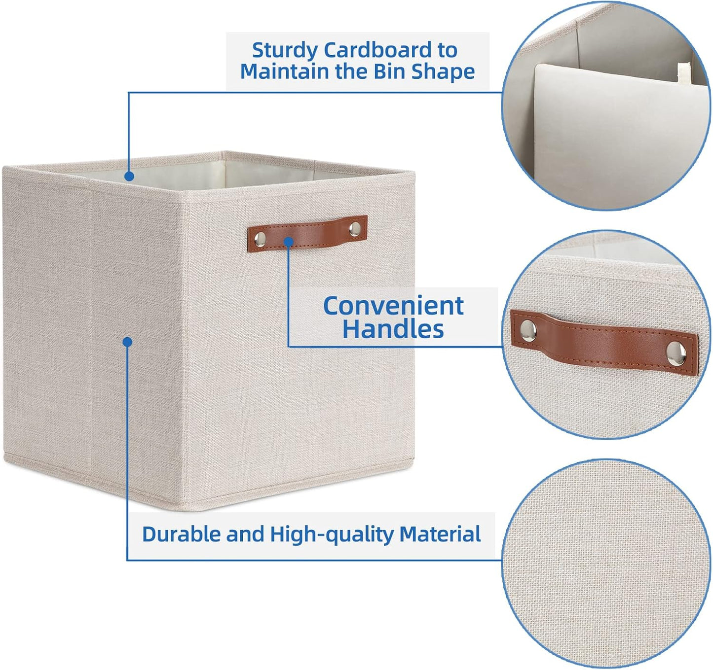 Temary Cube Storage Bins 12 Inch Storage Cubes 4PCs Fabric Organizer Bins Boxes with Handles