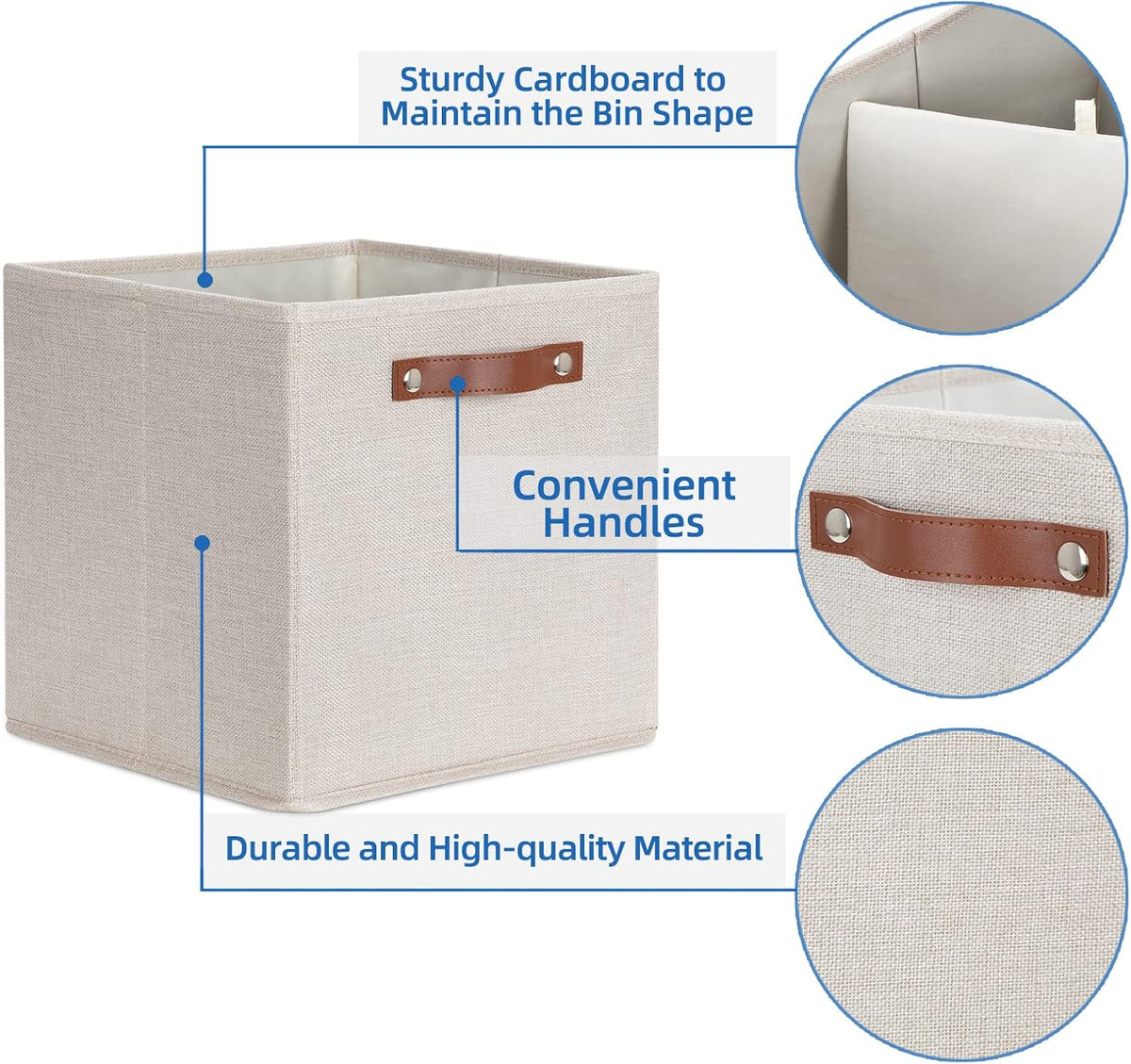 Temary Cube Storage Bins 12 Inch Storage Cubes 4PCs Fabric Organizer Bins Boxes with Handles