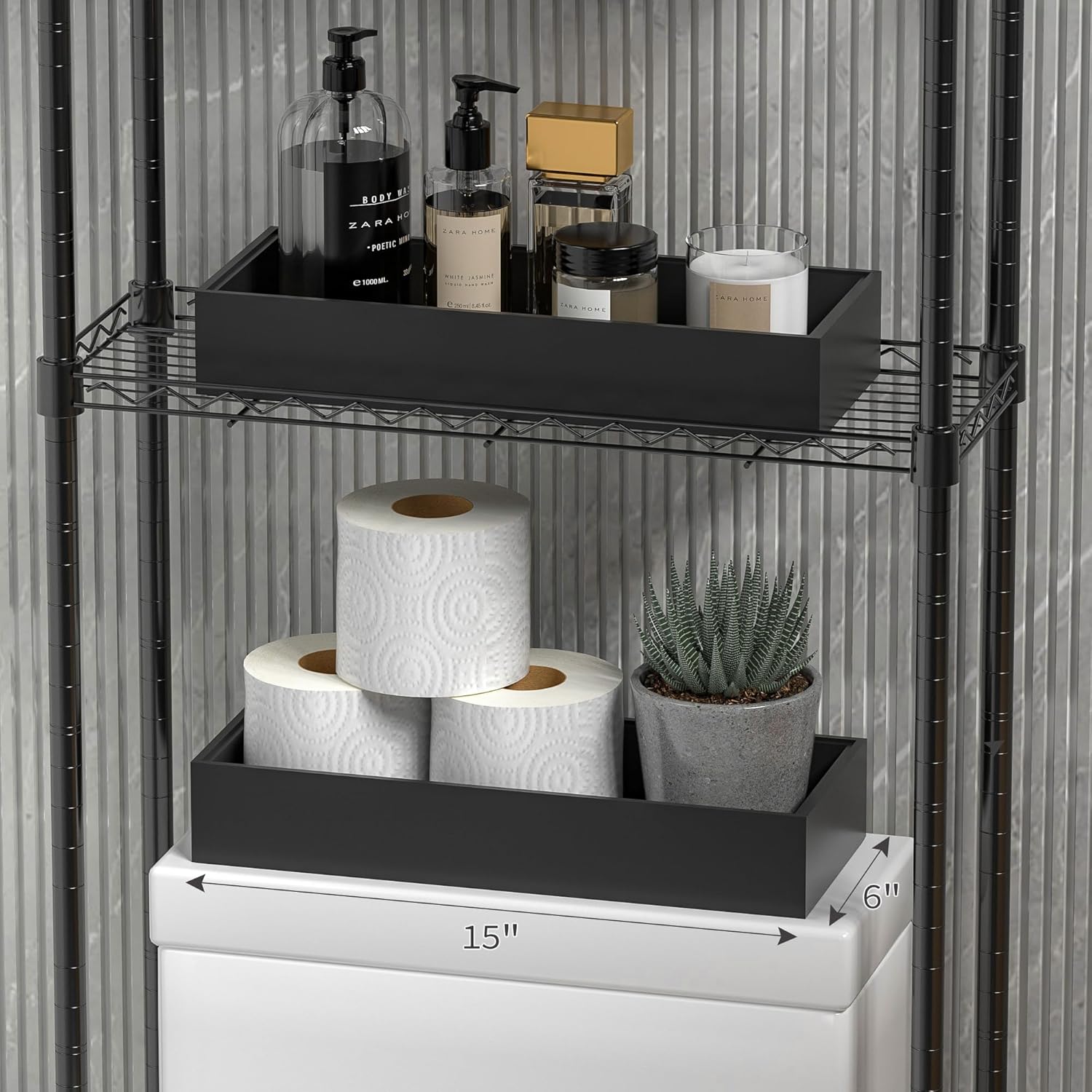 Kitchen Drawer Organizer Bins, Stackable Bamboo Drawer Organizer for Silverware, 2 Pcs Toilet Paper