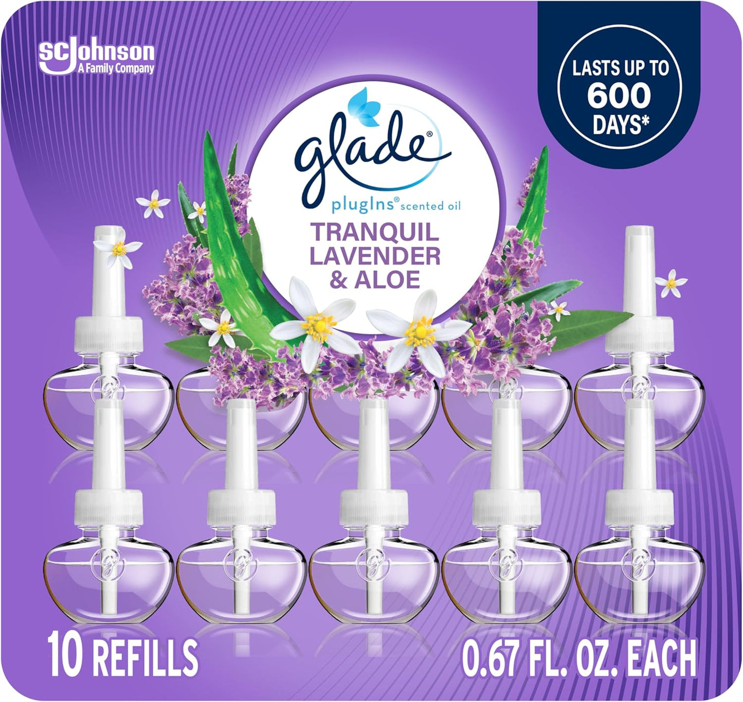 Glade PlugIns Refills Air Freshener, Tranquil Lavender & Aloe, Scented and Essential Oils for Home