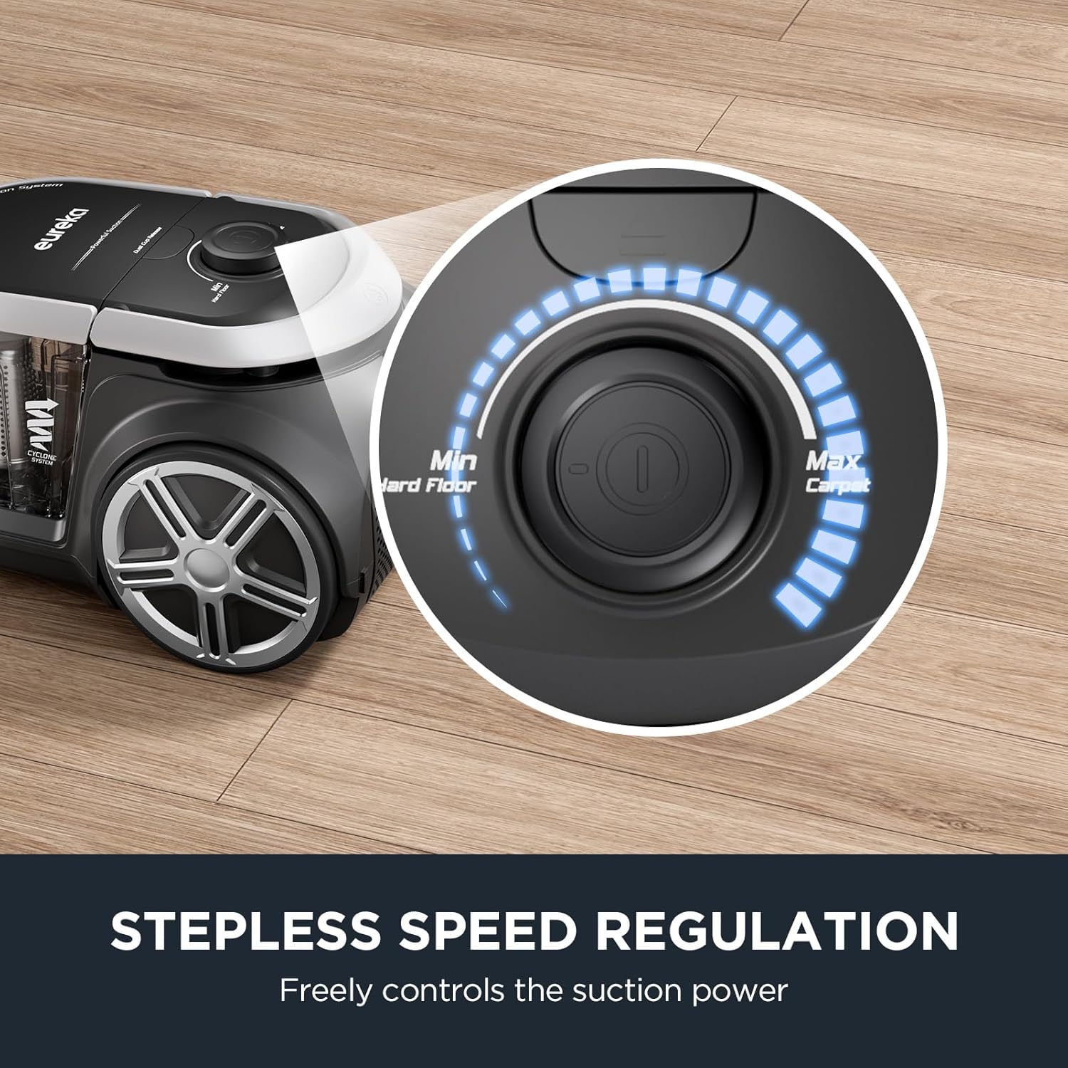 Eureka Bagless Canister Vacuum Cleaner, Lightweight Vac for Carpets and Hard Floors, Silver with