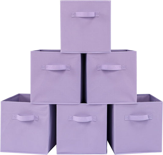 Stero Fabric Storage Bins 6 Pack Fun Colored Durable Storage Cubes with Handles Foldable Cube