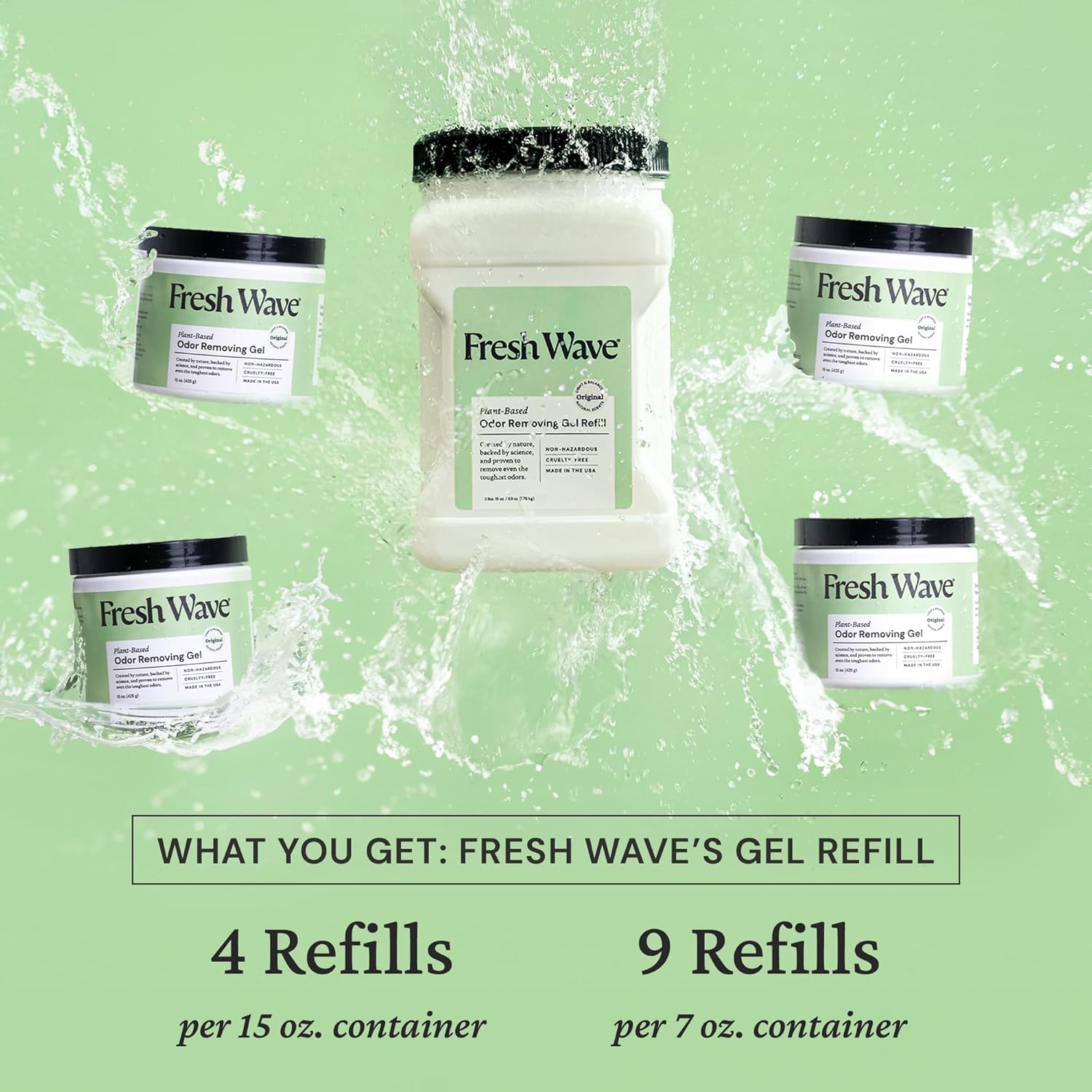 Fresh Wave Odor Removing Gel Refill, 63 oz., Pack of 2 - Safer Odor Absorbers for Home, Natural