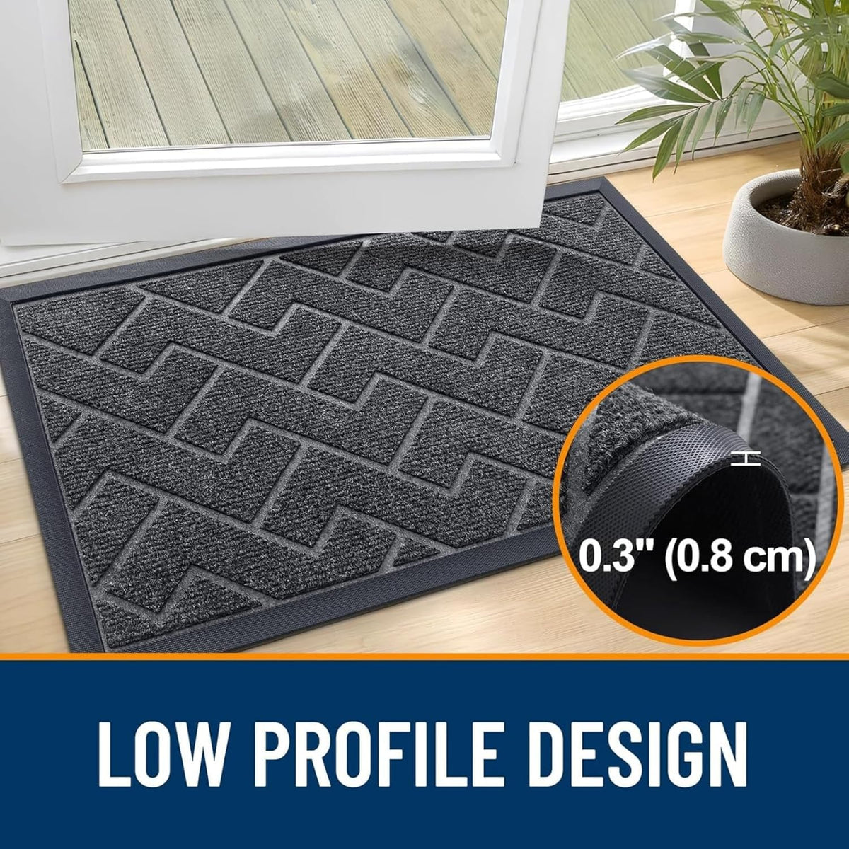 OLANLY Front Door Mat Indoor Outdoor Entrance, Waterproof All-Season, All-Weather Doormat, Sturdy