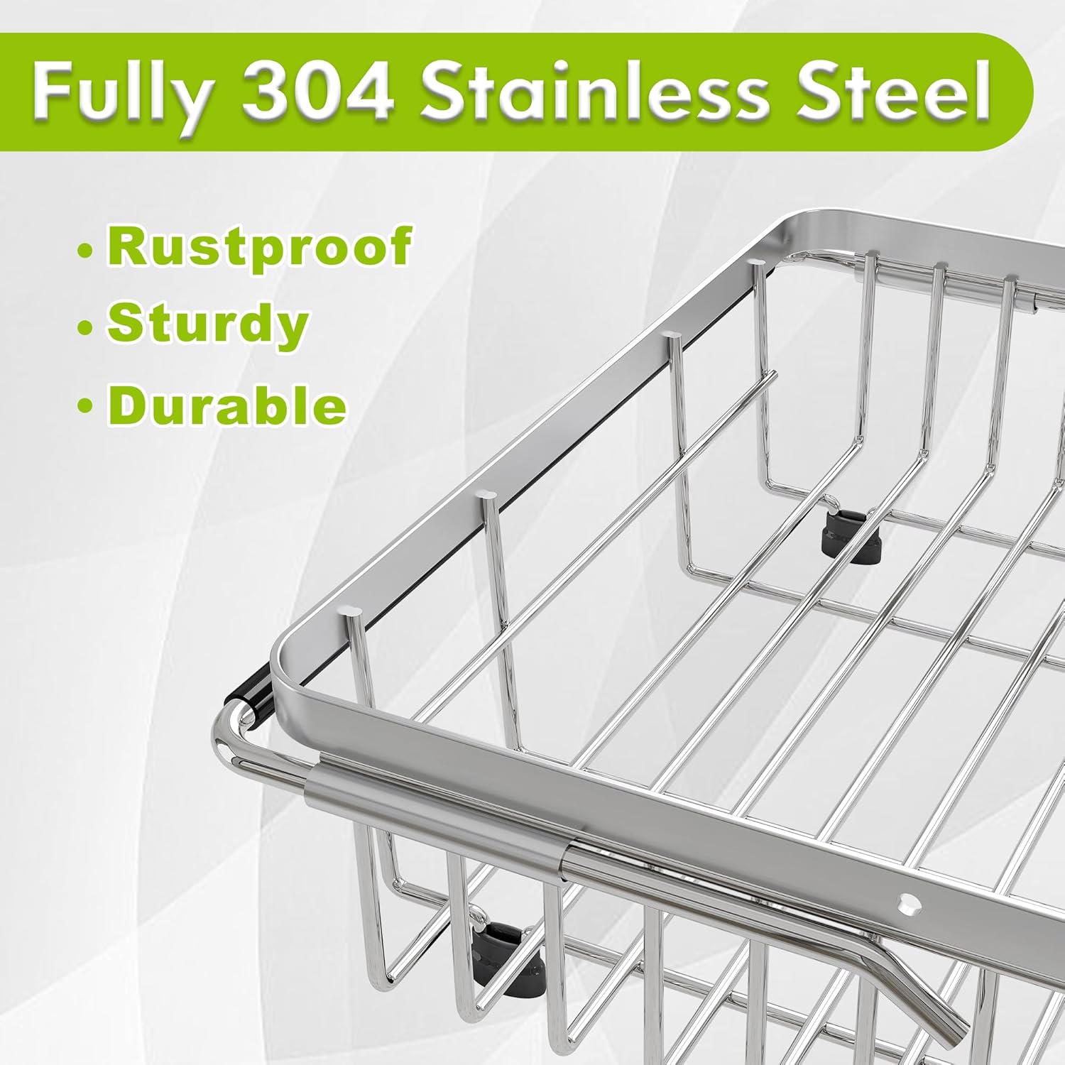 JASIWAY Dish Drying Rack in Sink, Expandable Stainless Steel Dish Drainer for Kitchen Sink, Dish