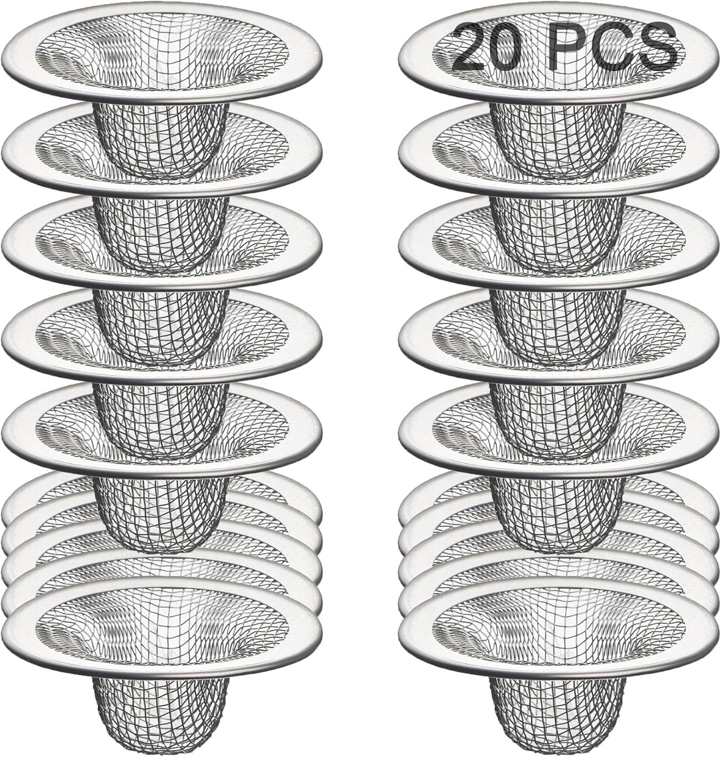 20Pcs Bathroom Sink Drain Strainer Screen Mesh, 2.75'' Stainless Steel Slop Basket Filter Trap Sink