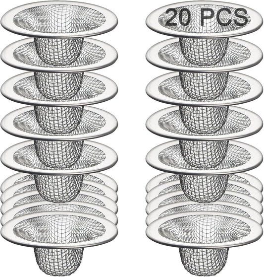 20Pcs Bathroom Sink Drain Strainer Screen Mesh, 2.75'' Stainless Steel Slop Basket Filter Trap Sink