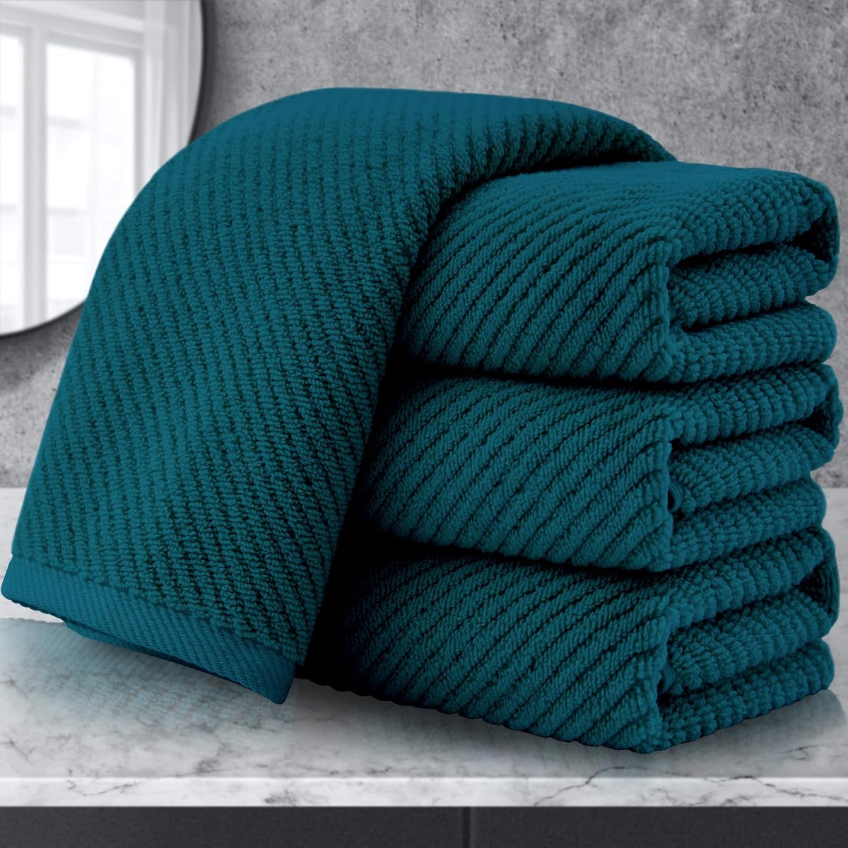 VOOVA & MOVAS Bathroom Hand Towels - 4PC Large 18" x 28", 100% Cotton | Lightweight | Thick | Quick