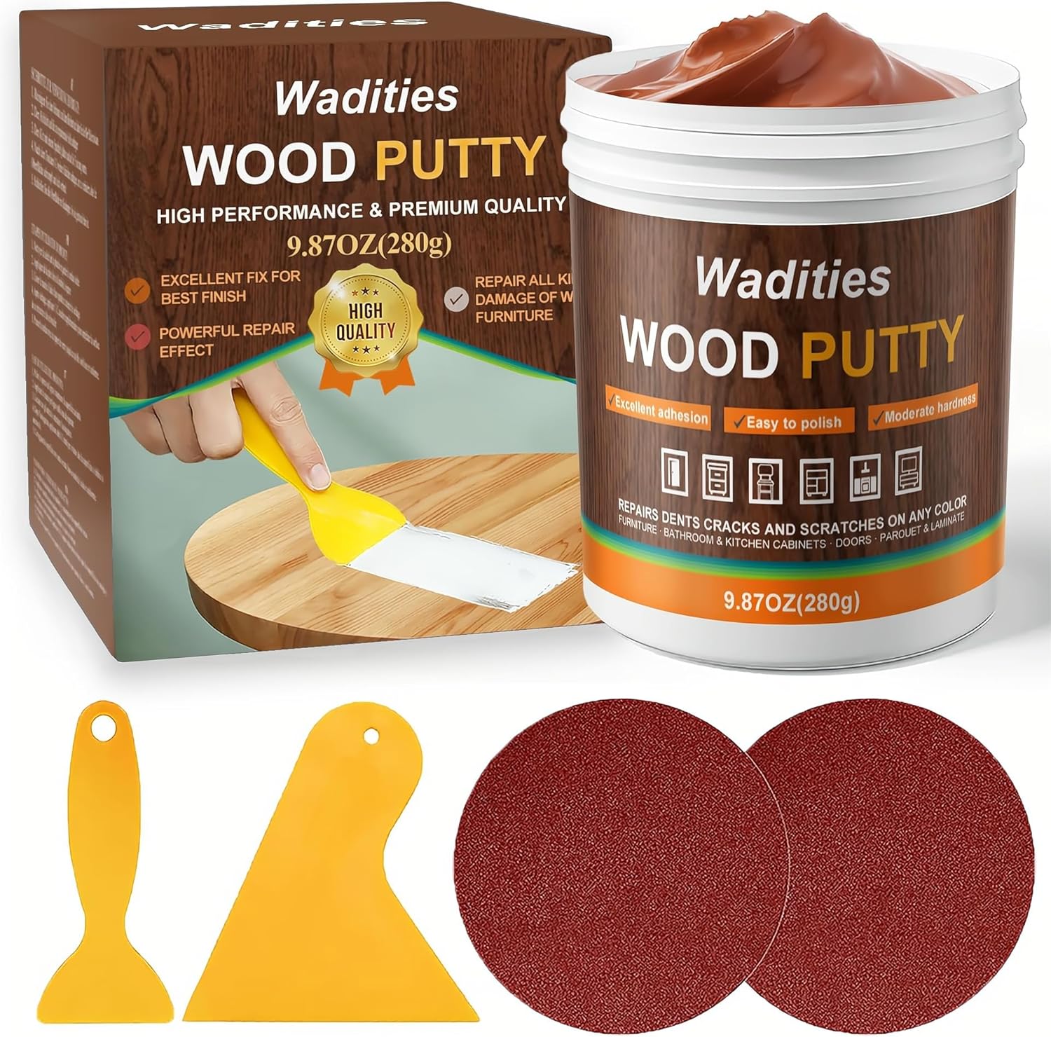 Walnut Wood Filler, Walnut Wood Putty, Paintable Stainable Wood Repair Putty, 9.87 Ounce Wood