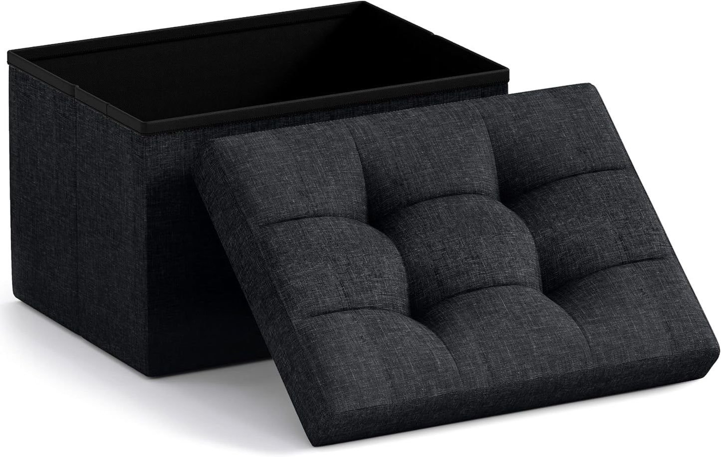 Ornavo Home Small Storage Ottoman Foldable Collapsible Rectangle Linen Ottoman Foot Rest Stool