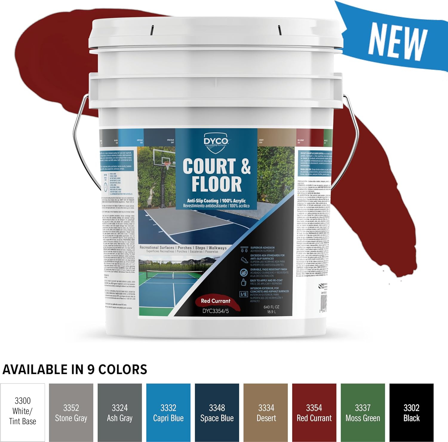 DYCO Court & Floor Anti-Slip Coating - Slip-Resistant Pavement, Cement & Concrete Paint for