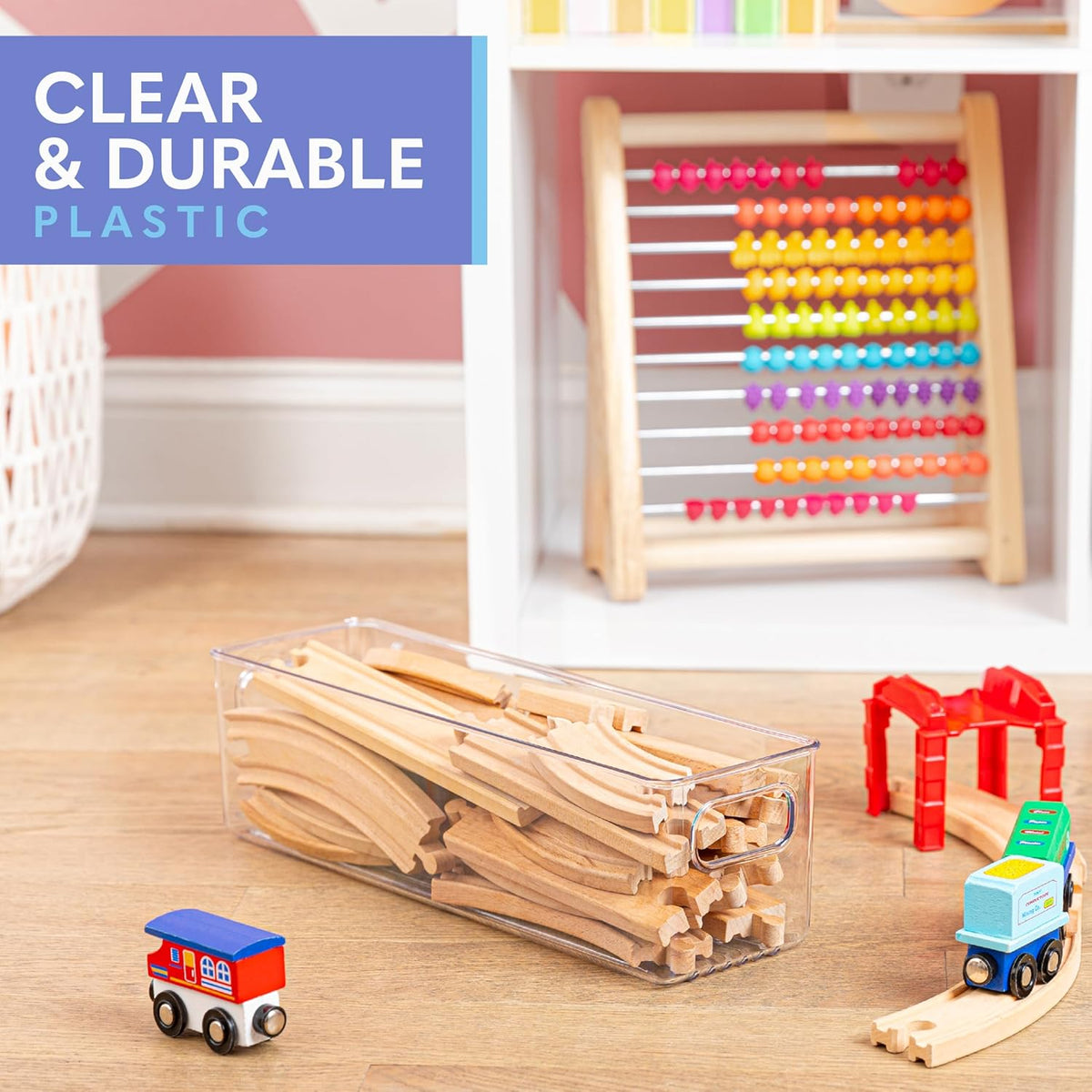 Plastic Food Storage 2 Pack Clear Container Bin with Handles for Organizing Kitchen, Pantry