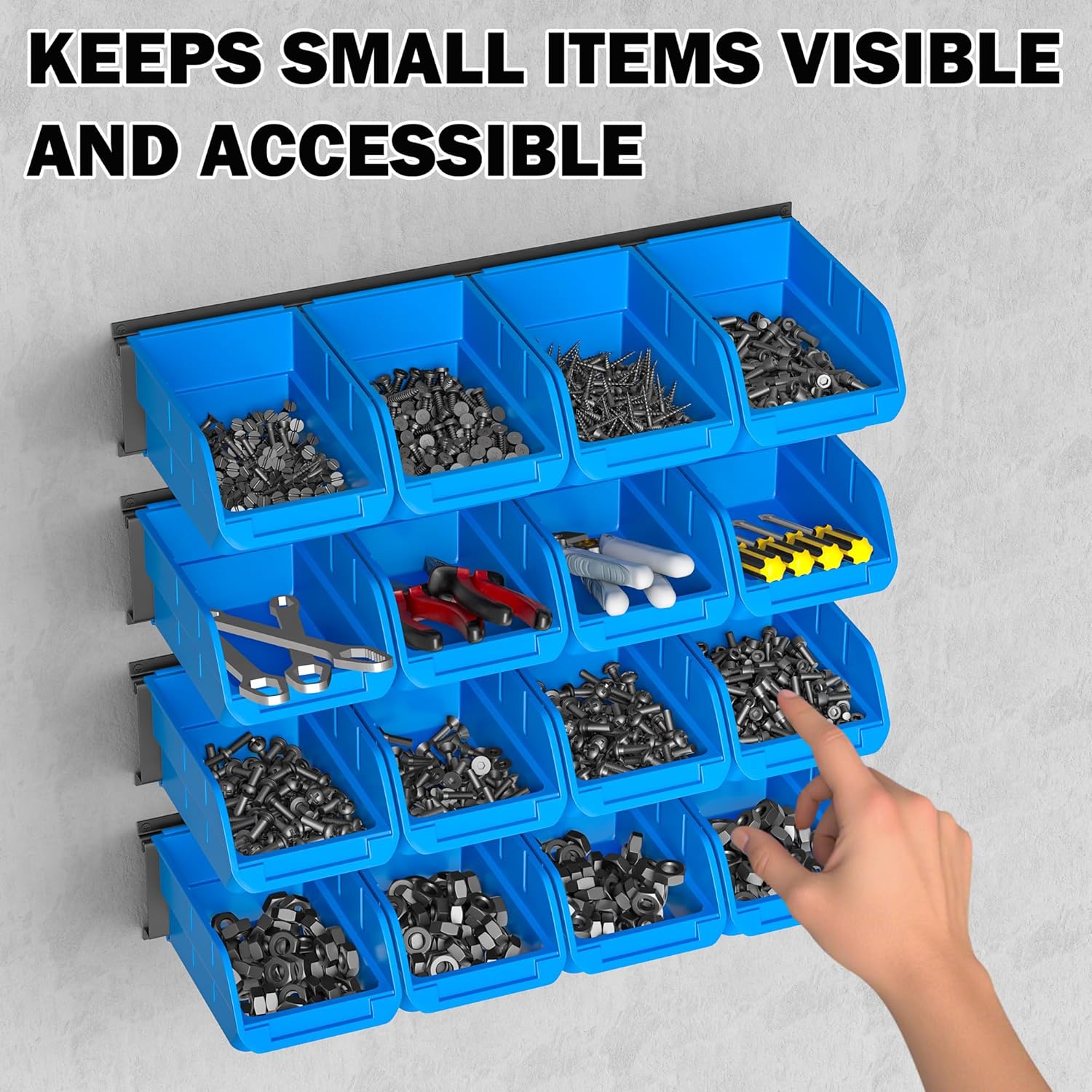 Ultrawall Wall Mounted Storage Bins, Plastic Hanging Storage Organizer Bins, Garage Tool Storage