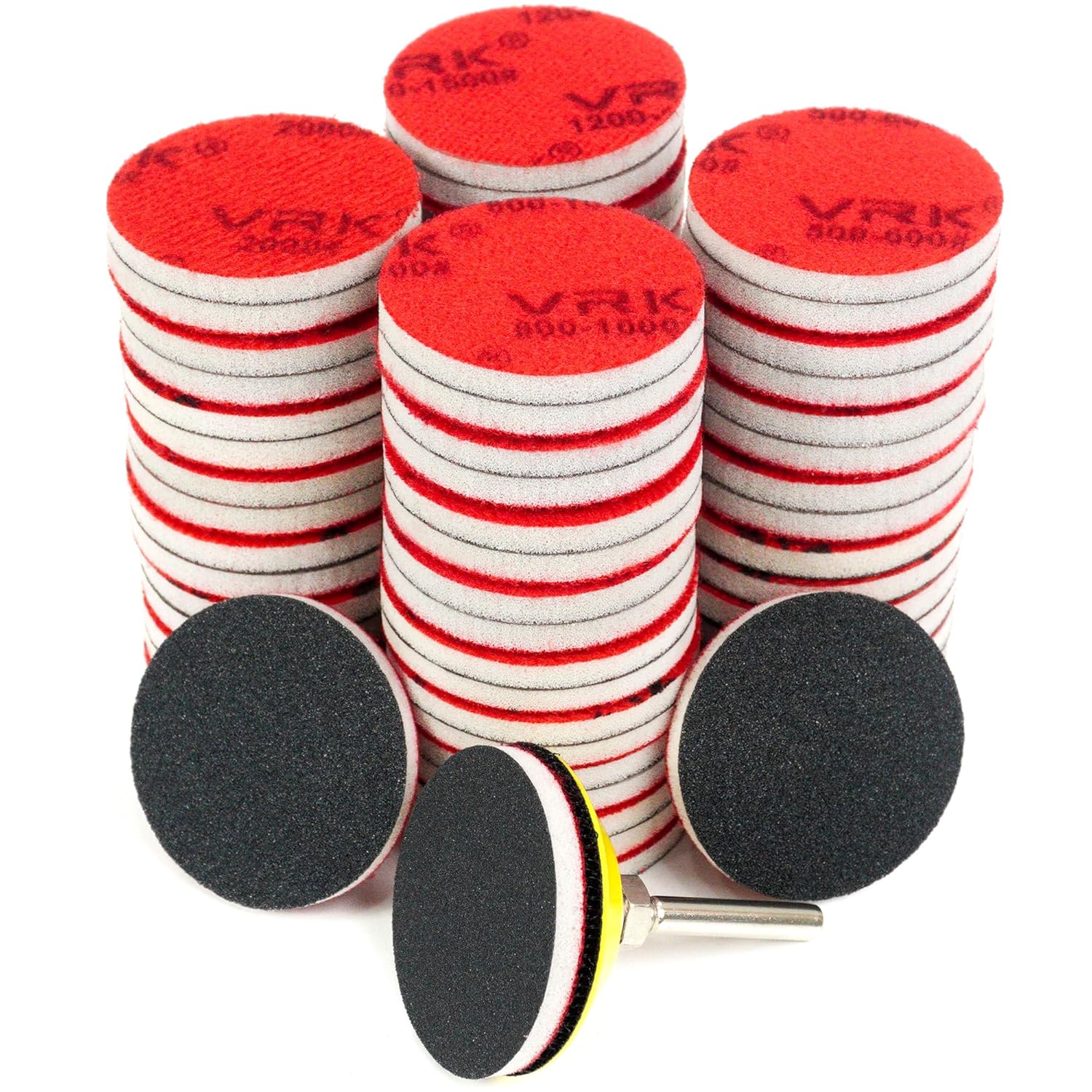 64 PCS 2 Inch Sanding Disc Pad,Hook and Loop Sanding Pads 180 to 3000 Wet Dry Sponge Sandpaper with
