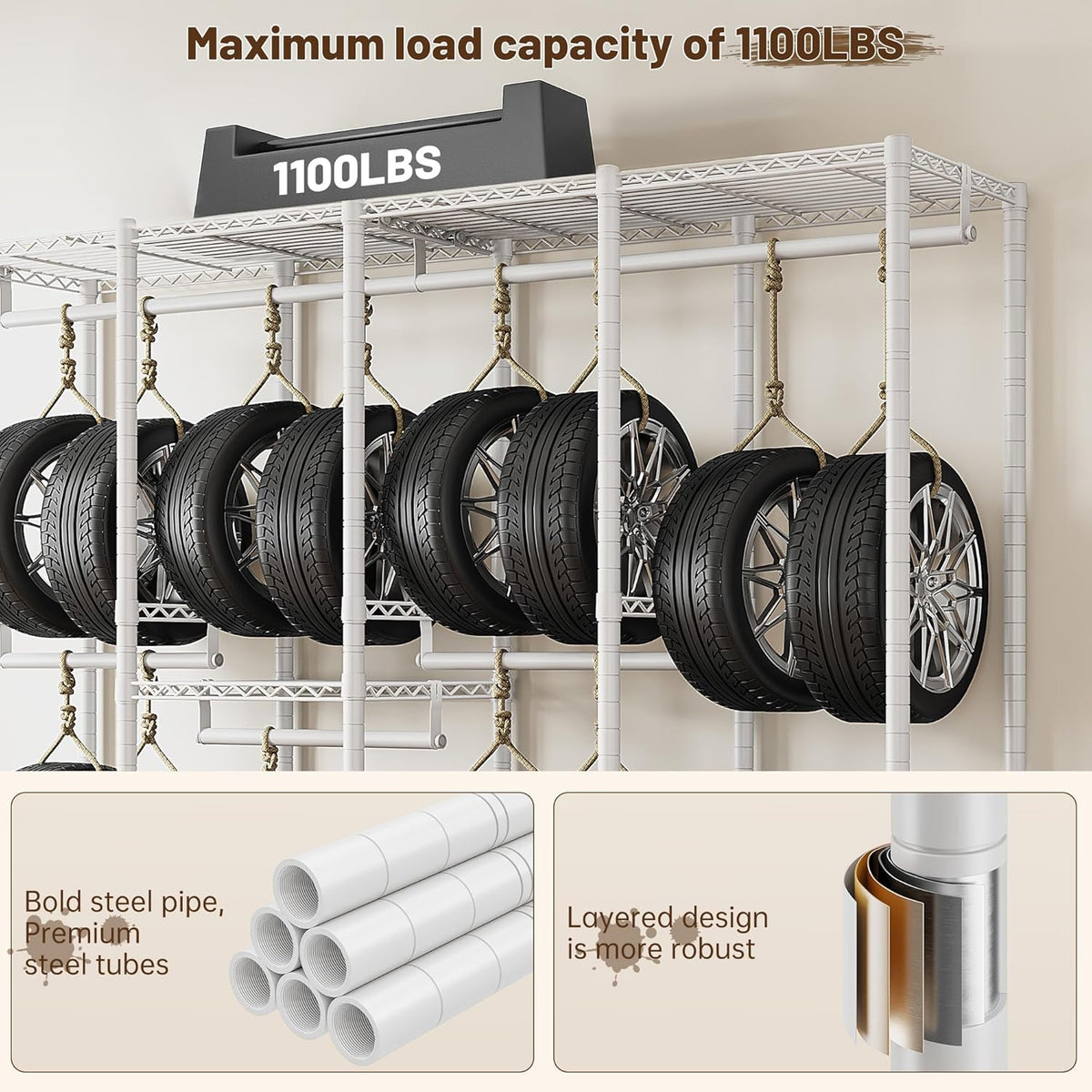 Raybee 76.9" H Clothes Rack Heavy Duty Loads 1100 LBS Metal Clothing Racks for Hanging Clothes