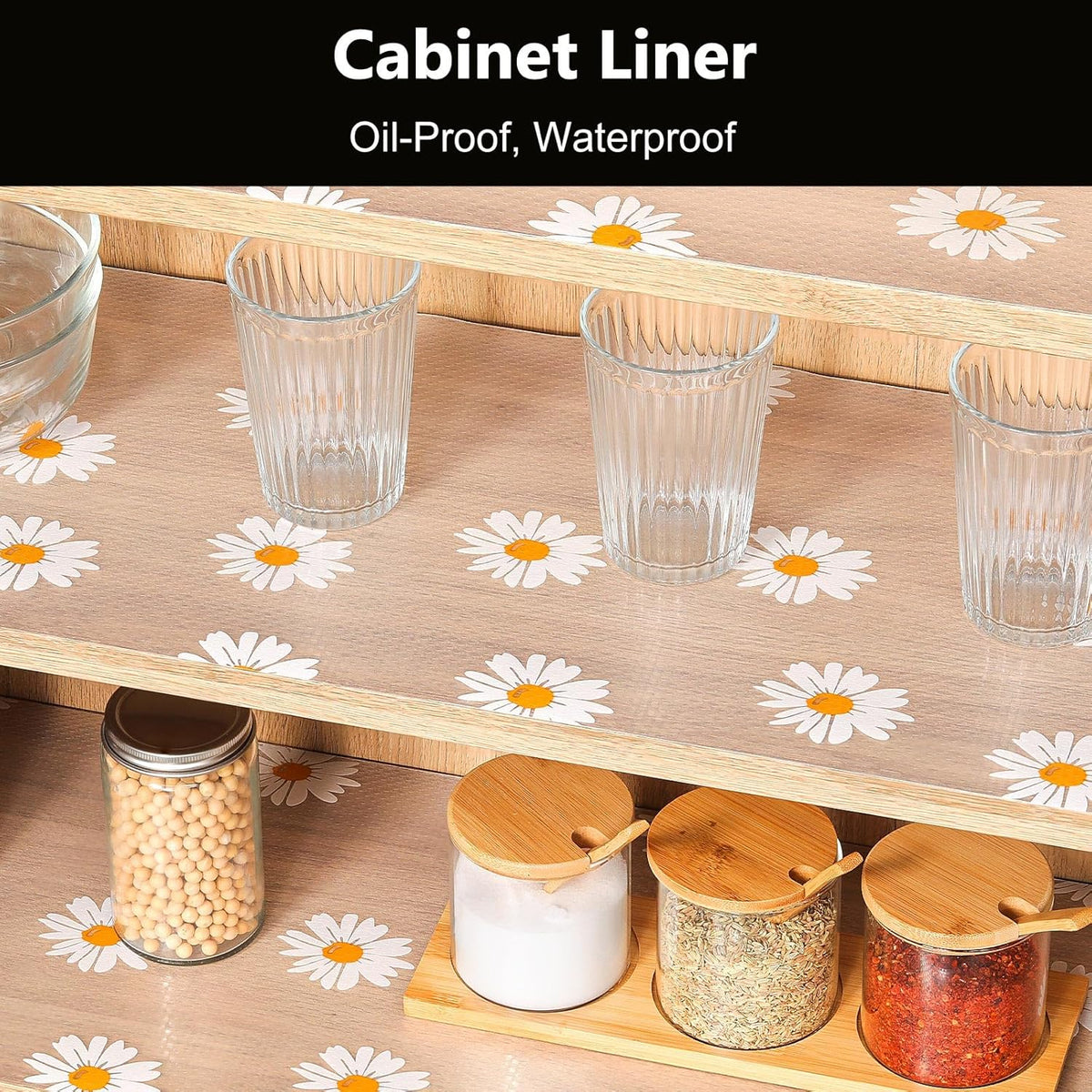 INNOLITES Shelf Liners for Kitchen Cabinets, Non Adhesive Drawer Cabinet Liner, Waterproof