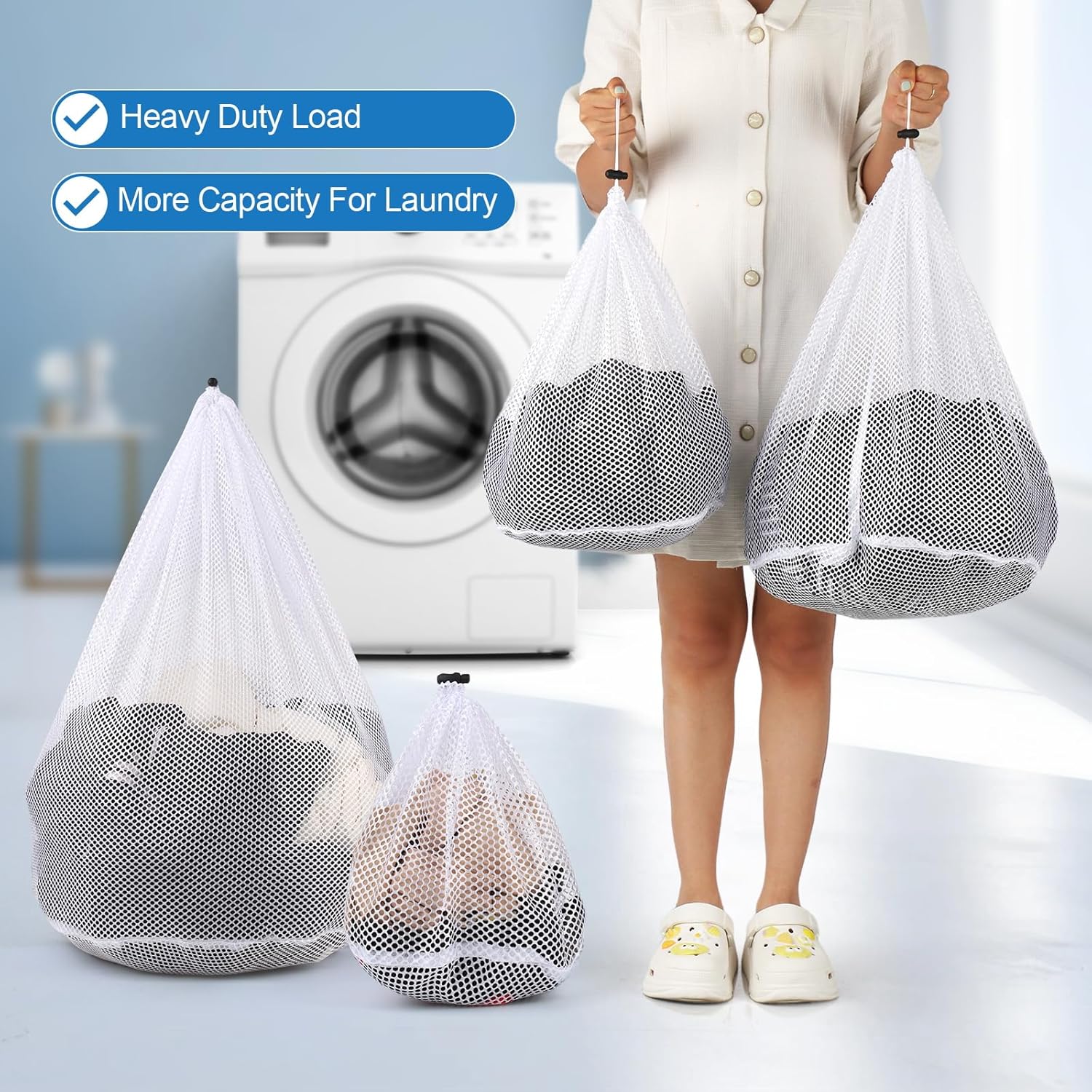 4Pcs Mesh Laundry Bags Washing Machine Mesh Wash Bags for Clothes,Underwear,Lingerie, Bed Linen