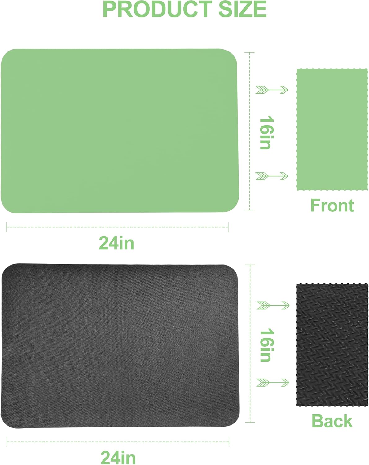 Dish Drying Mat for Kitchen Counter, 16"x24" Dish Drying Pad with Non-slip Rubber Backed, Hide