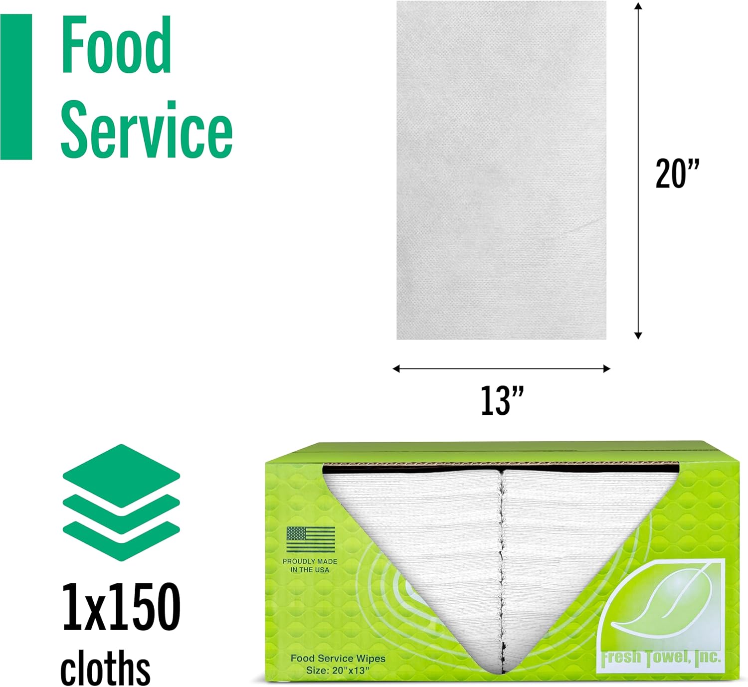 Fresh Towel Foodservice Reusable Paper Towels - 1/4 Fold, 13 x 20 inches - (1 Case of 150) All