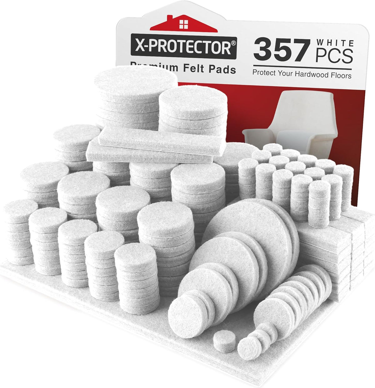 357 pcs White Felt Furniture Pads X-Protector! Huge Quantity of Furniture Pads for Hardwood Floors