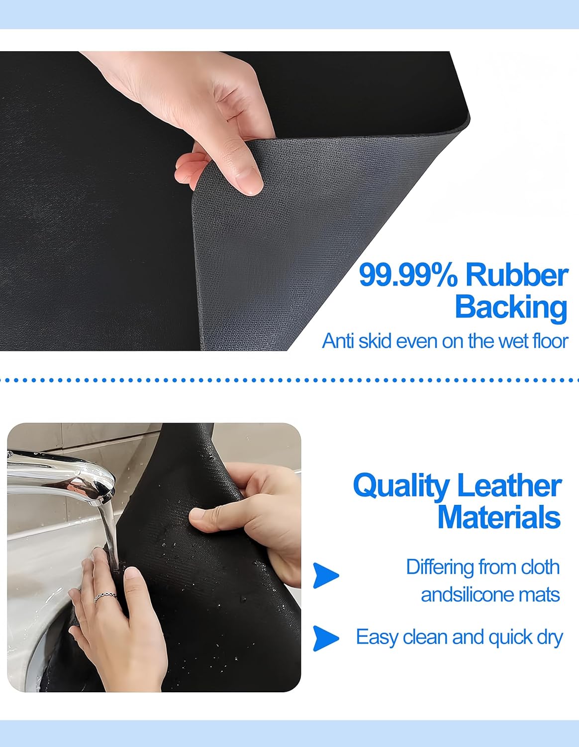 Dish Drying Mat for Kitchen Counter, 16"x24" Dish Drying Pad with Non-slip Rubber Backed, Hide