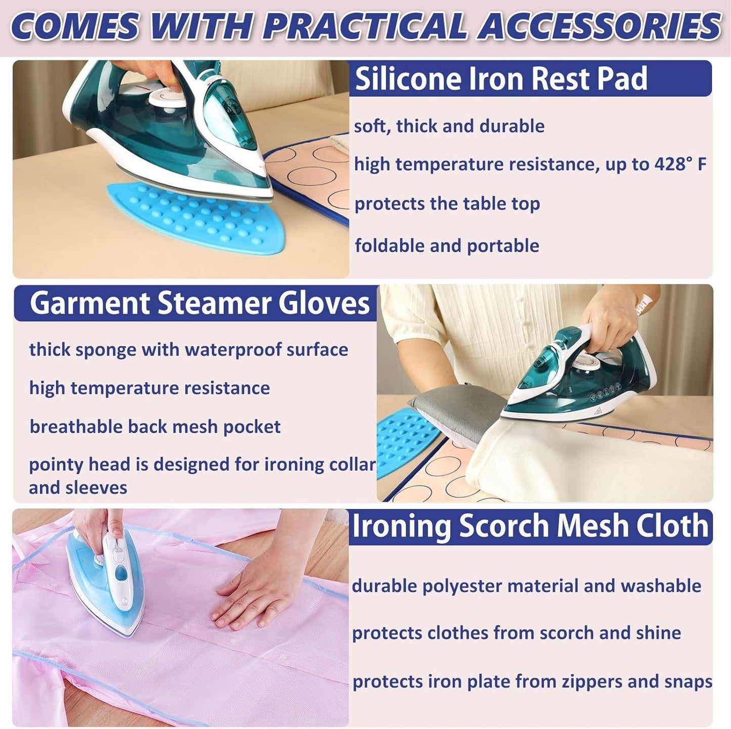 Portable Ironing Mat for Table Top Ironing Pad for Countertop Thick Ironing Blanket Over The Door
