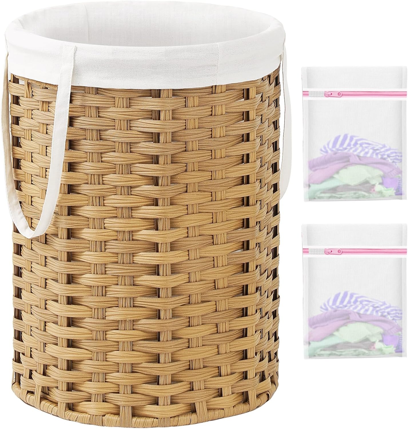 Laundry Hamper Laundry Basket Round 19.0 Gal (72 L) Handwoven Rattan Hamper, Large Wicker Hamper