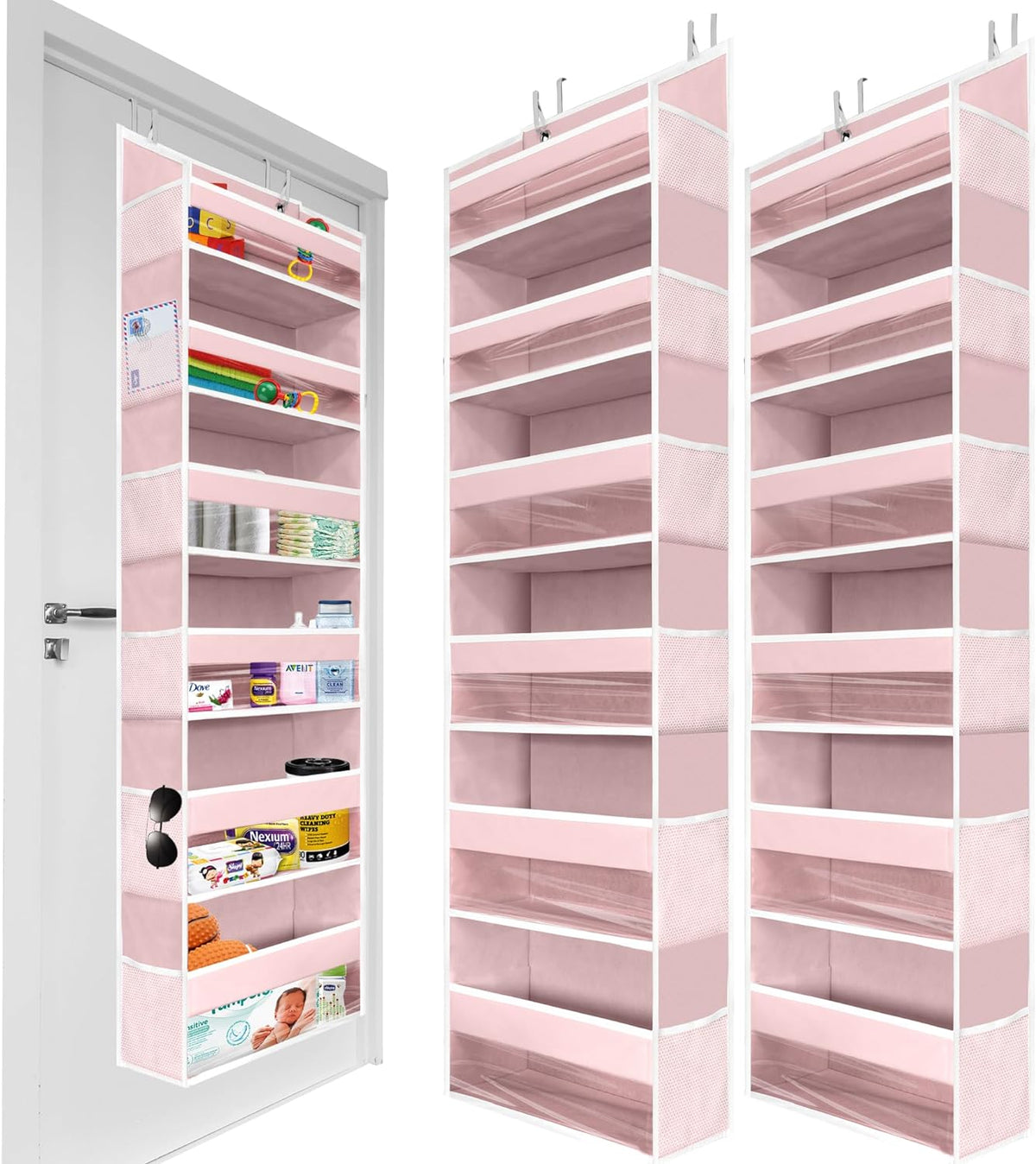HOMELUX THEORY 2 PC Heavy Duty Over the Door Organizer 55x14x6.7, 6 Large Front & 12 Side Pockets