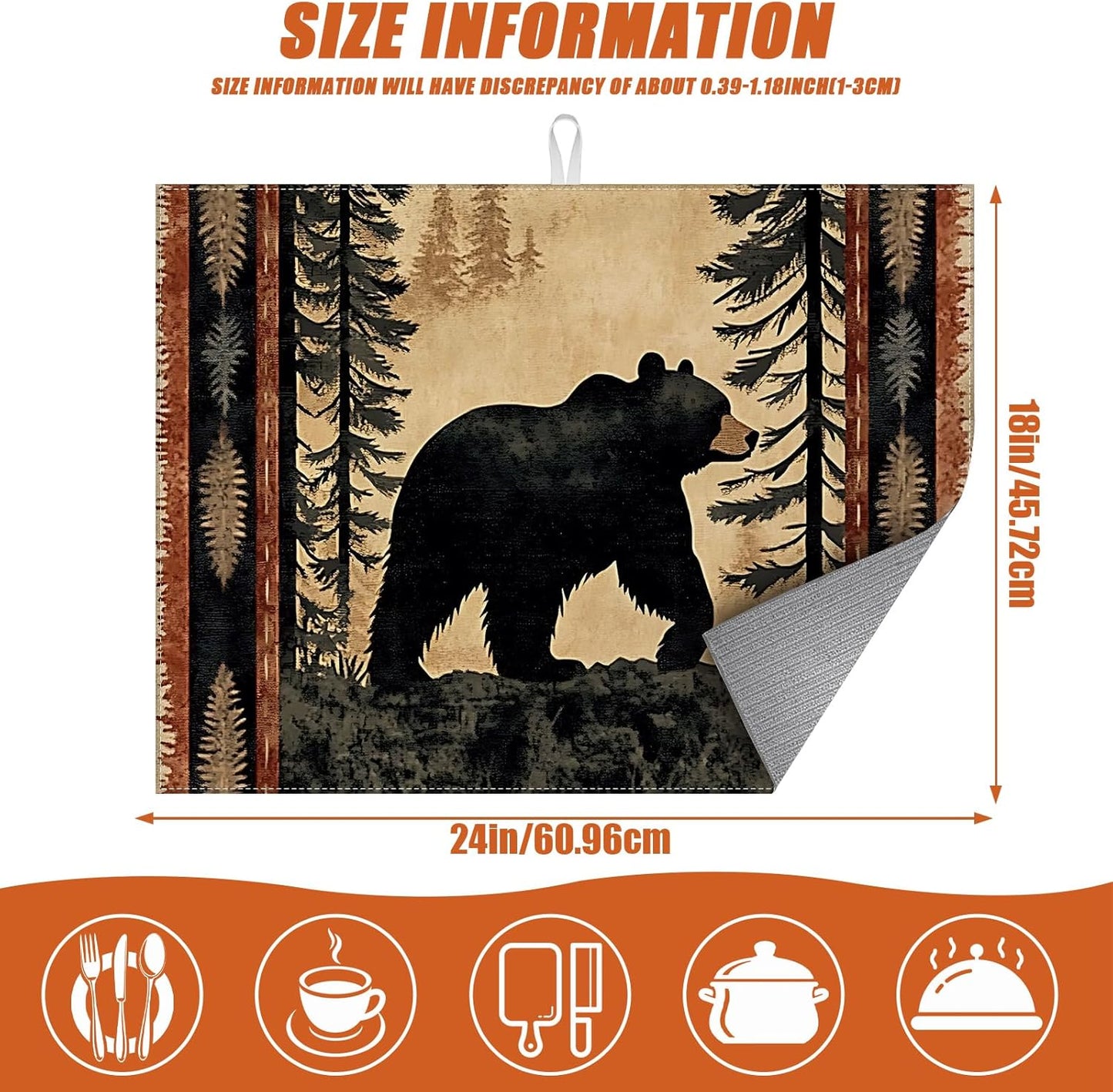 Forest Bear Dish Drying Mat for Kitchen Counter Microfiber Absorbent Dish Kitchen Drying Mat