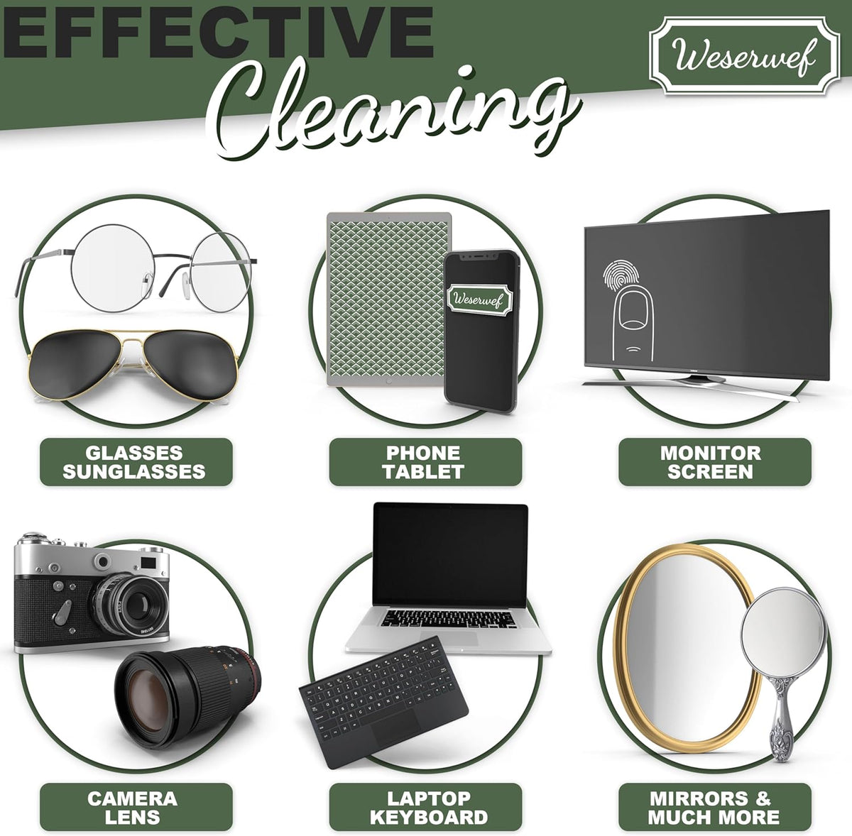 WESERWEF Design Microfiber Glasses Cleaning Cloth – Premium Cleaning Cloth for Eyeglasses, Screens