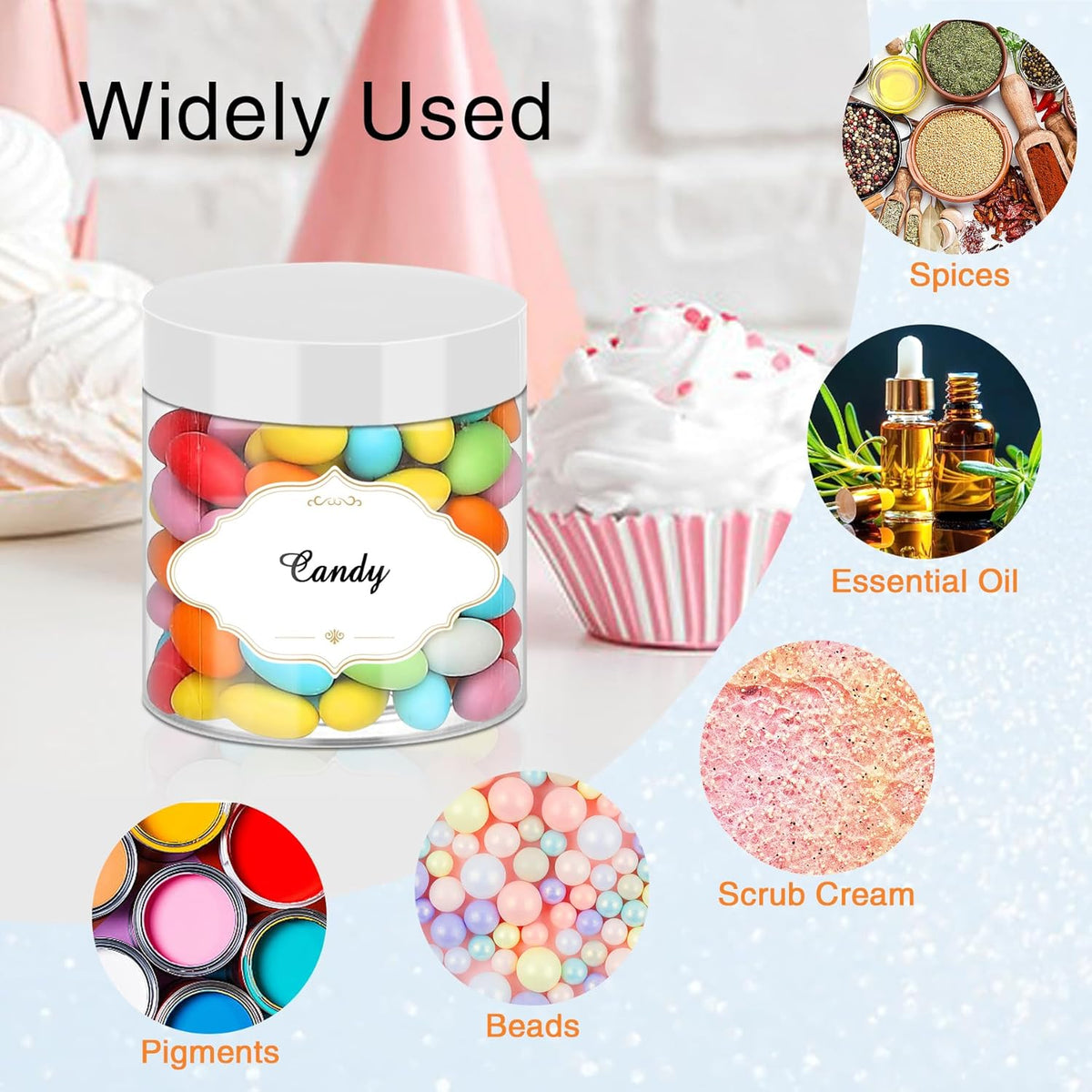 Plastic Jars 6 OZ, 48 Pcs Plastic Jars with Lids Round Wide Mouth Slime Containers with White Lids