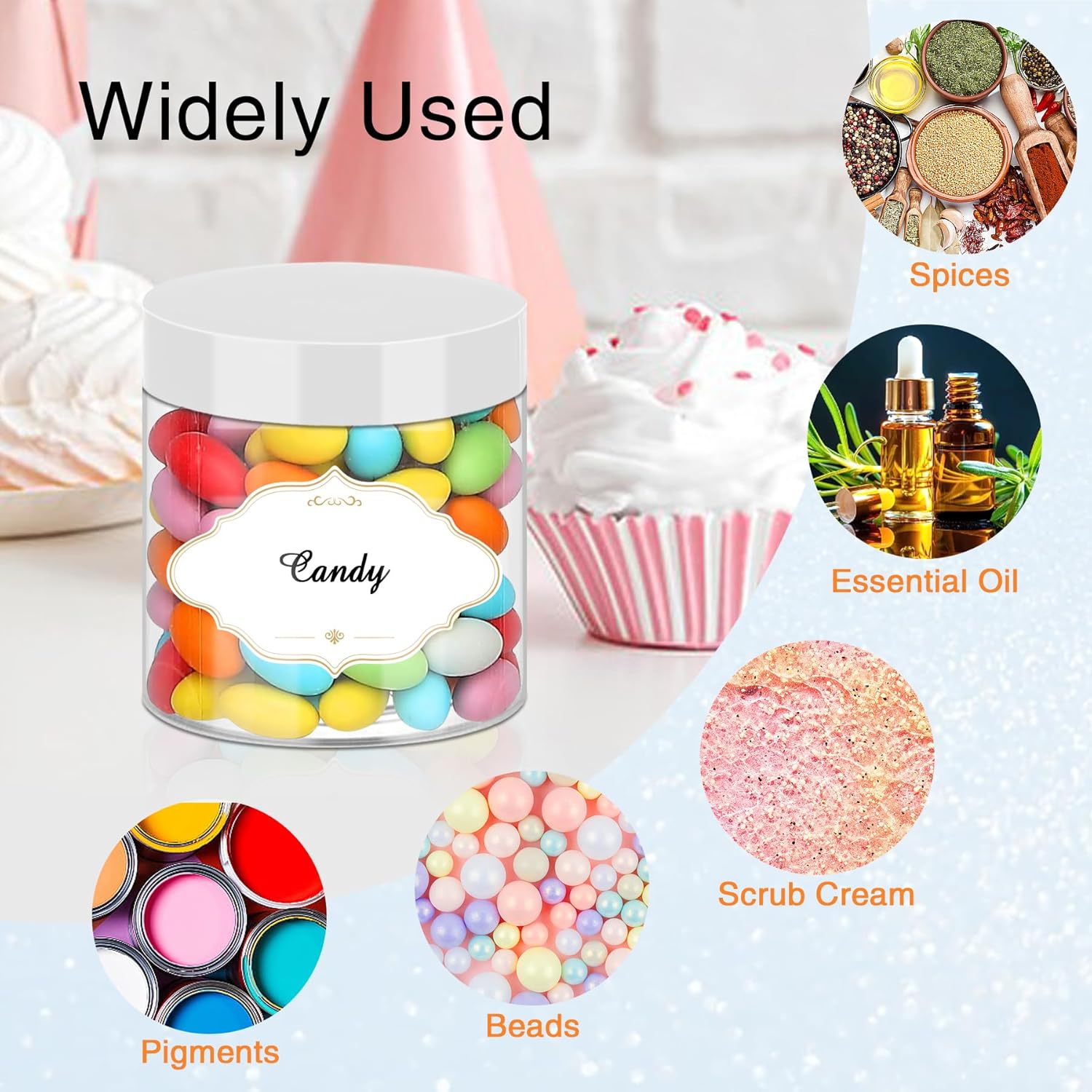 Plastic Jars 6 OZ, 48 Pcs Plastic Jars with Lids Round Wide Mouth Slime Containers with White Lids