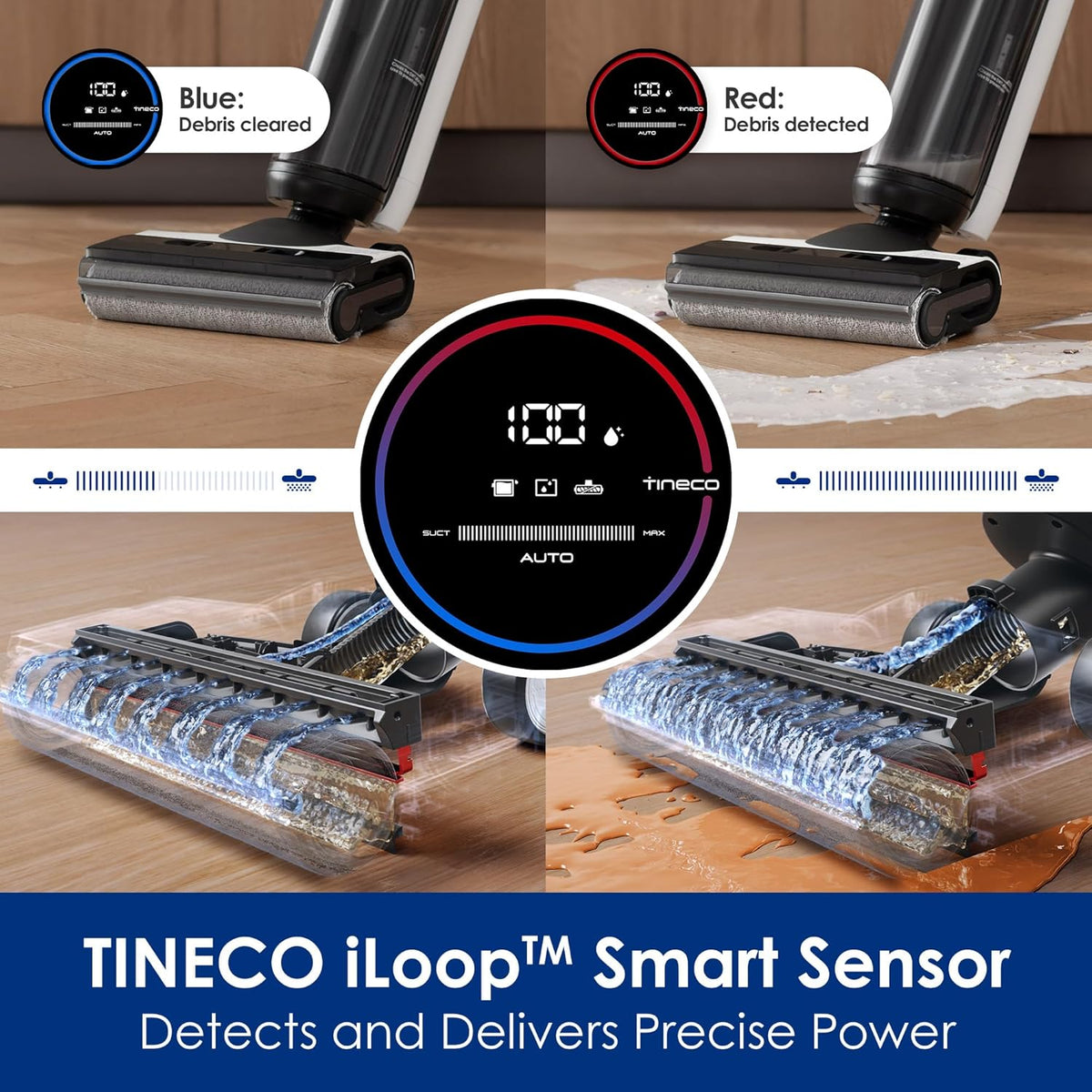 Tineco Floor ONE S5 Smart Cordless Wet Dry Vacuum Cleaner and Mop for Hard Floors, Digital Display