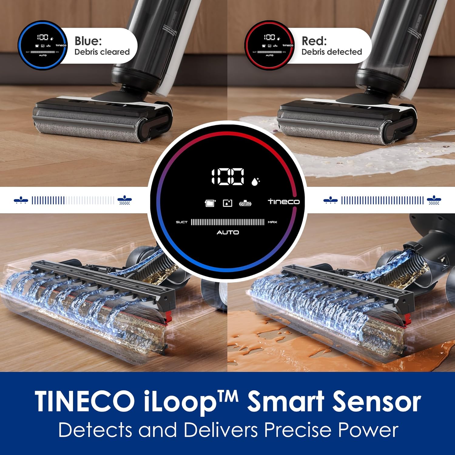 Tineco Floor ONE S5 Smart Cordless Wet Dry Vacuum Cleaner and Mop for Hard Floors, Digital Display