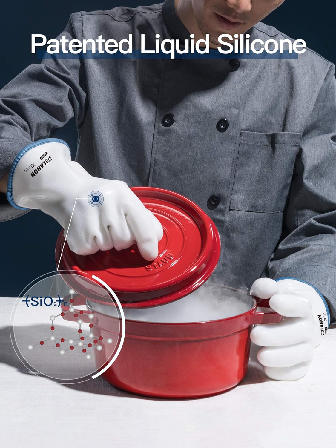 LANON Protection Wahoo Liquid Silicone Smoker Oven Gloves, Food-Contact Grade, Heat Resistant
