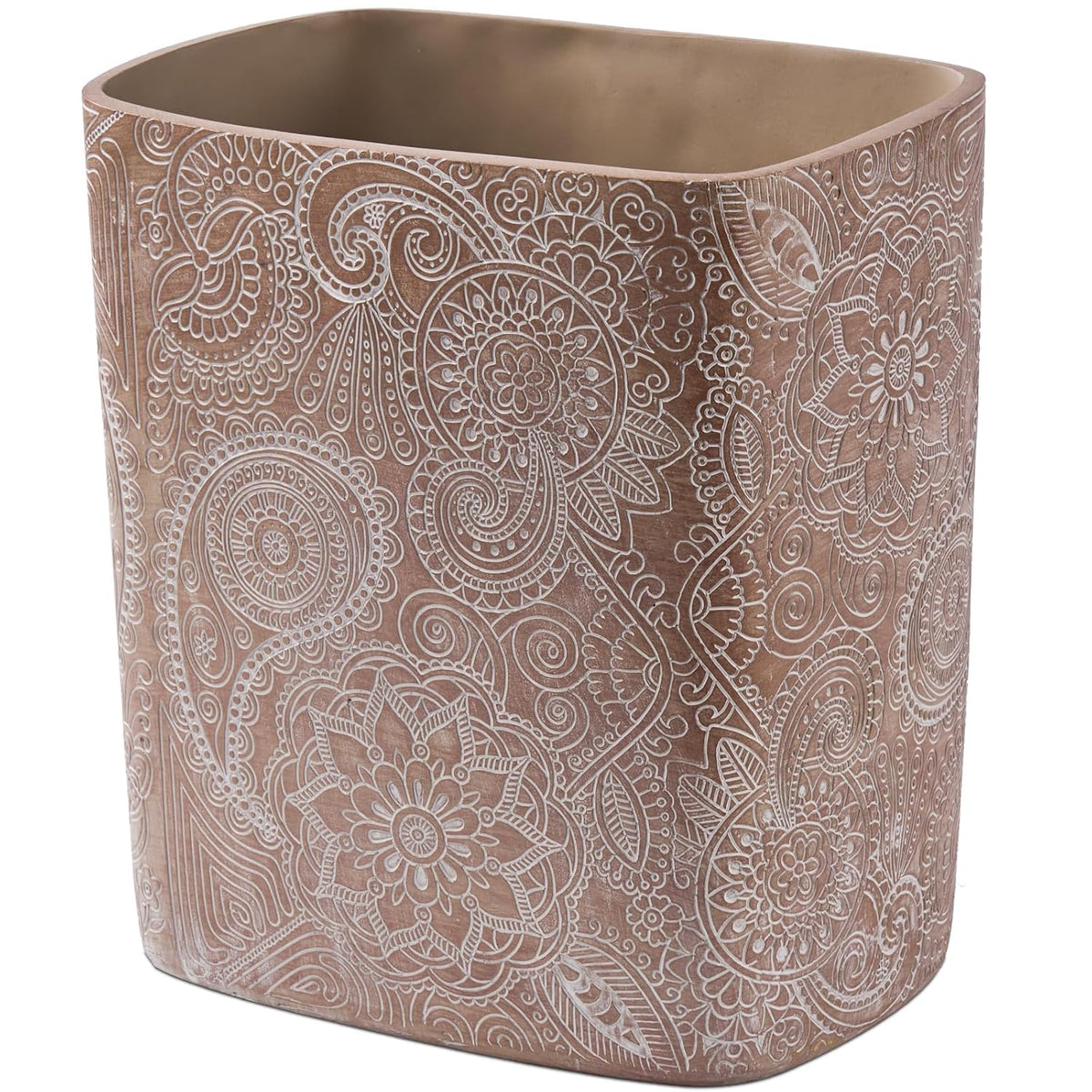 Polytree Boho Flowers Bathroom Trash Can 1.8 Gallon(7 Liter) Small Kitchen Garbage Can,Living Room