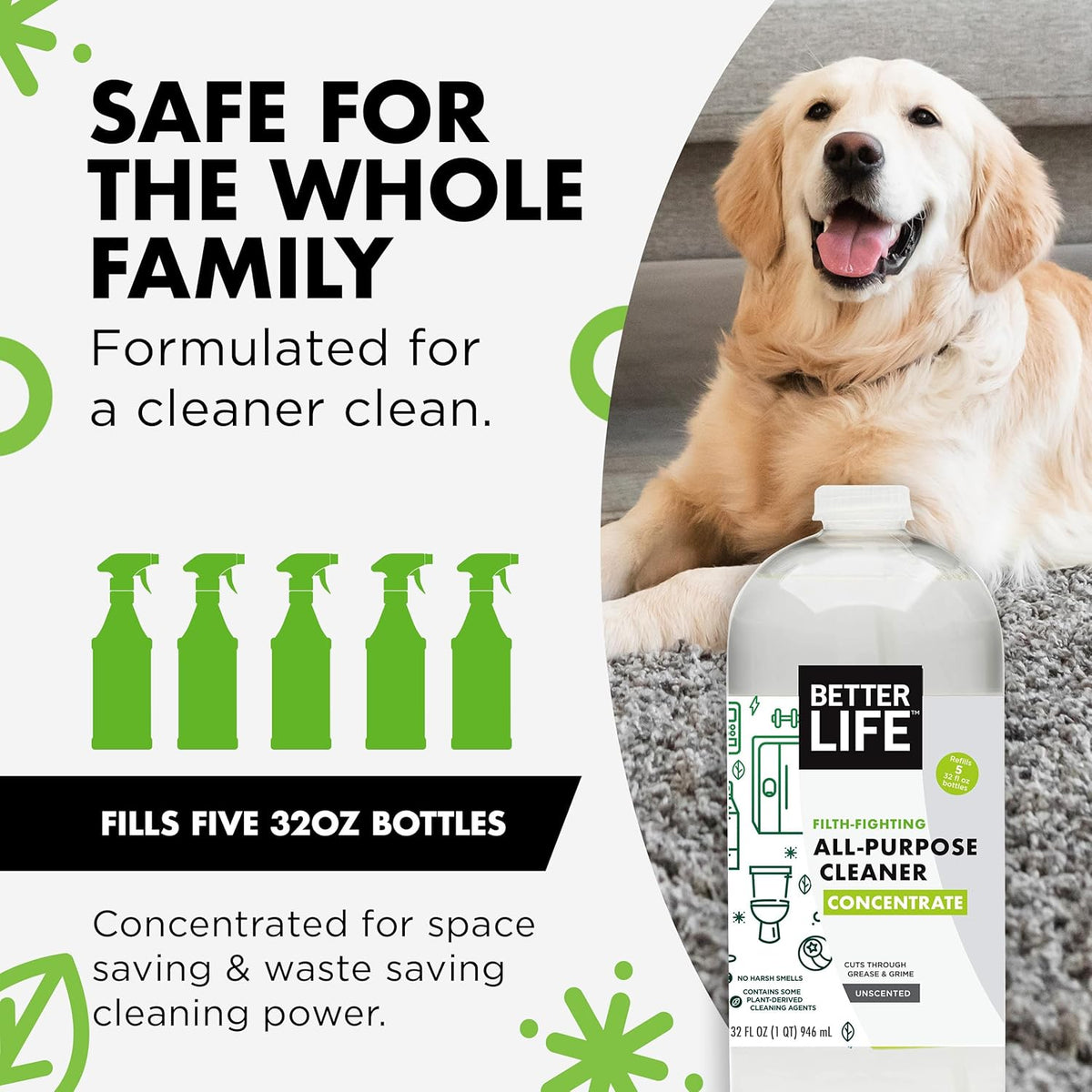 Better Life All Purpose Cleaner Concentrate- Multipurpose Home and Kitchen Cleaner for Glass
