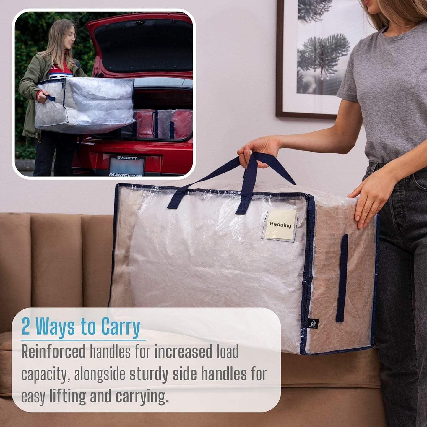 VENO 6 Pack Moving and Storage Bags, Heavy Duty, Alternative to Moving Boxes, Large Packing Totes